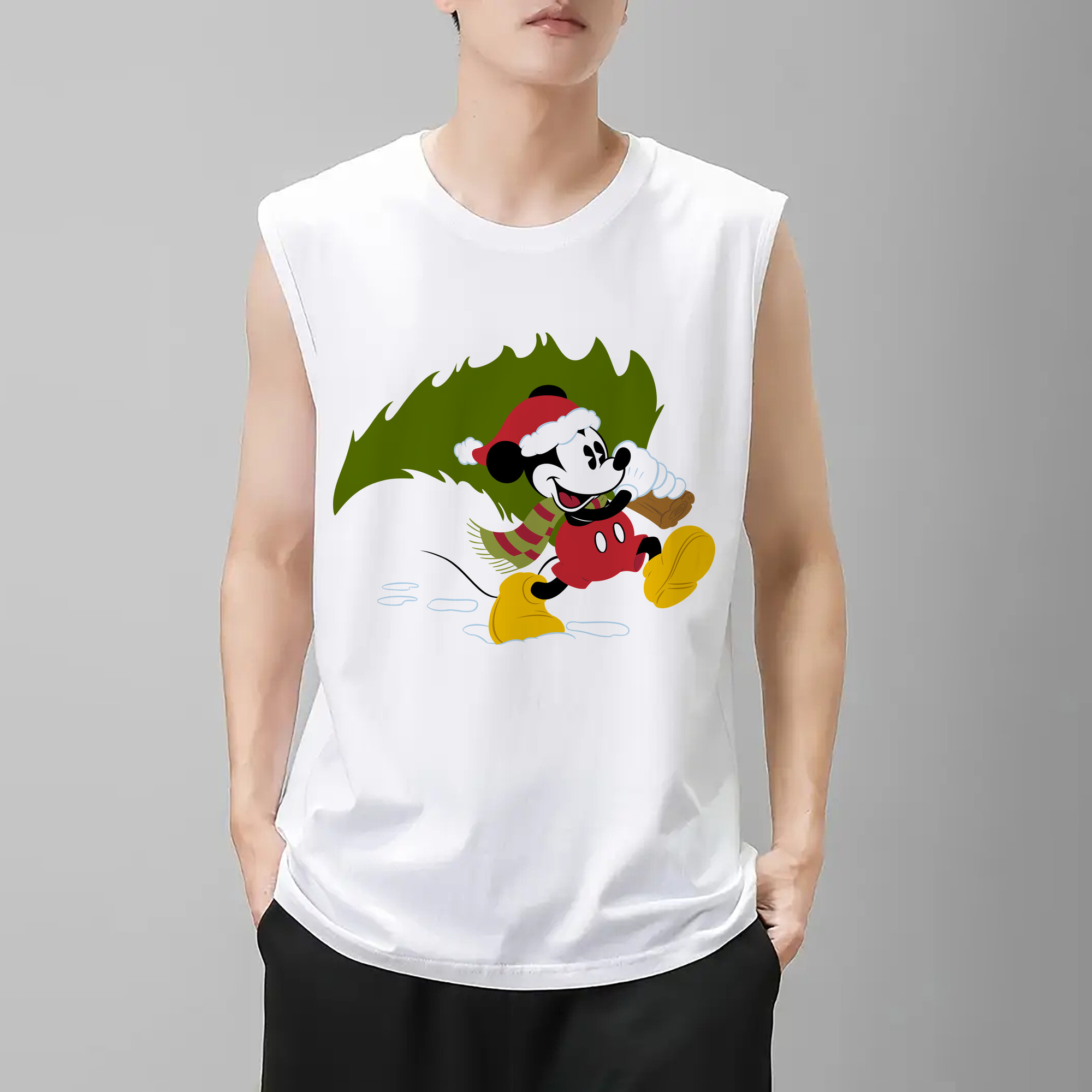 ミッキーマウス Mickey Mouse コットン100％タンクトップ（フロントプリント）