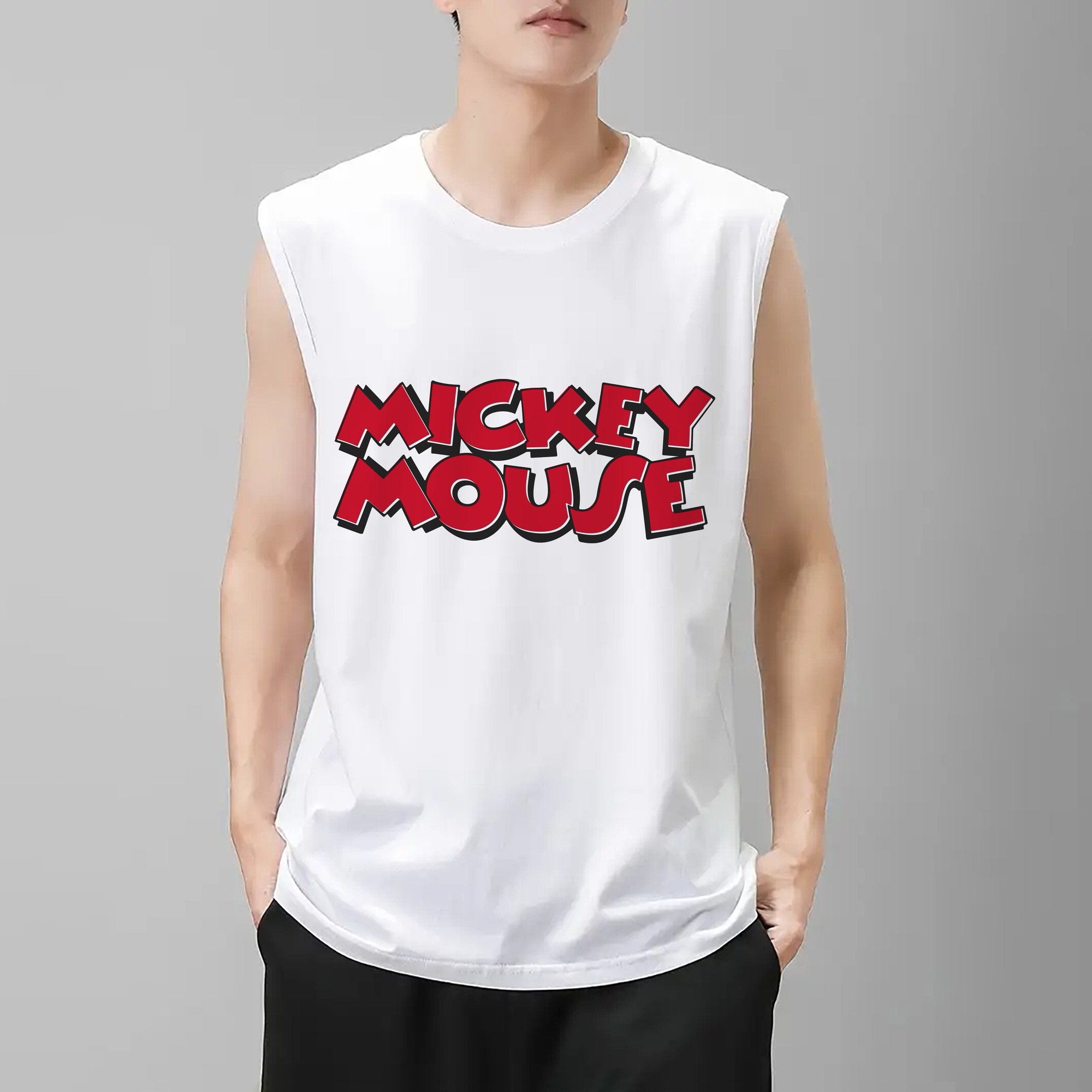 ミッキーマウス Mickey Mouse コットン100％タンクトップ（フロントプリント）