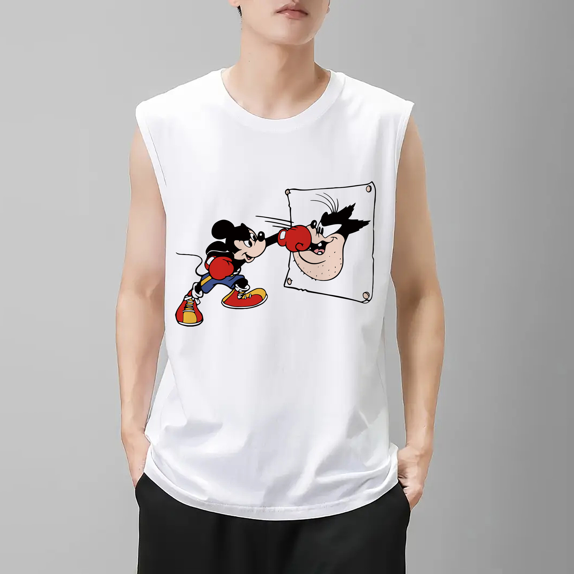 ミッキーマウス Mickey Mouse コットン100％タンクトップ（フロントプリント）