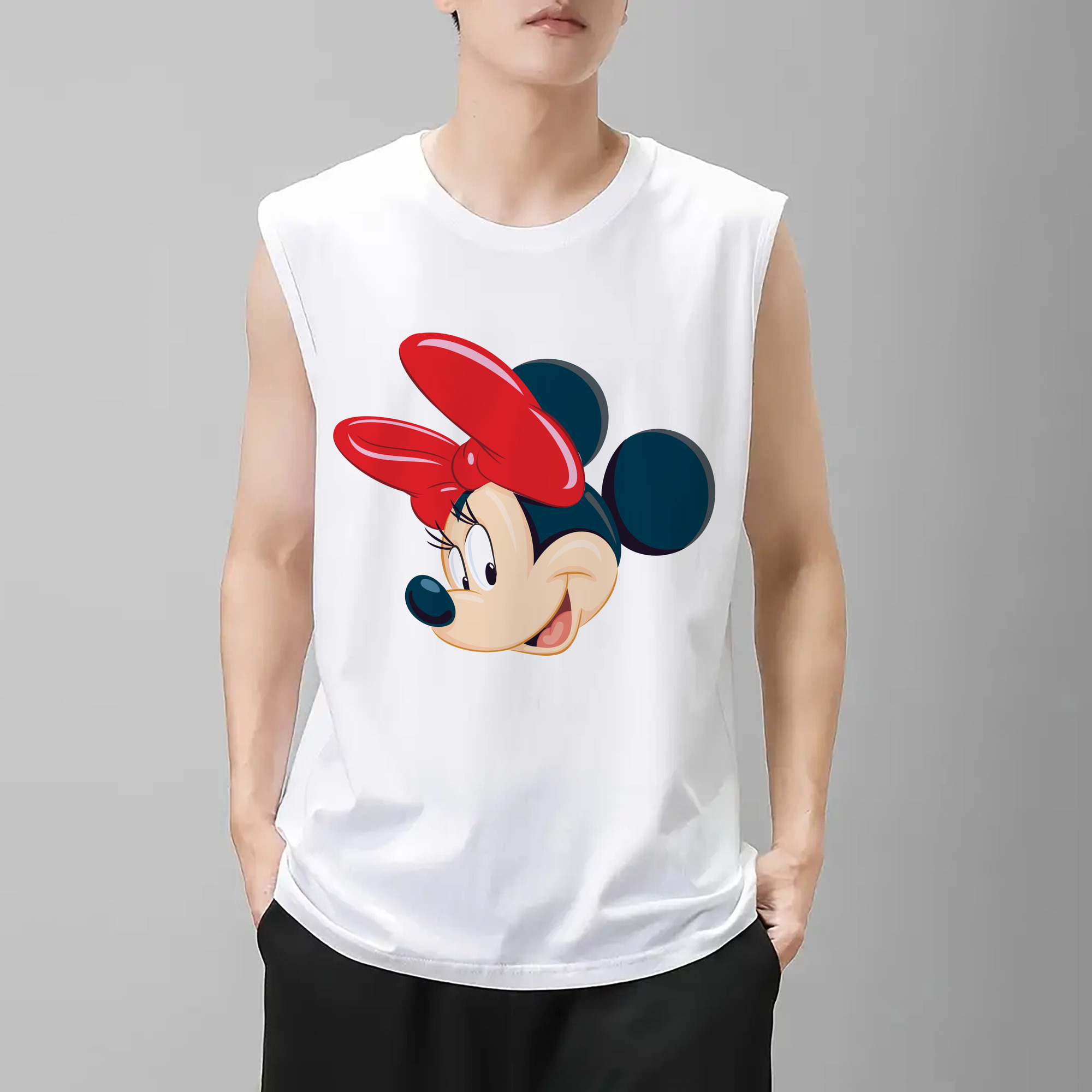 ミッキーマウス Mickey Mouse コットン100％タンクトップ（フロントプリント）