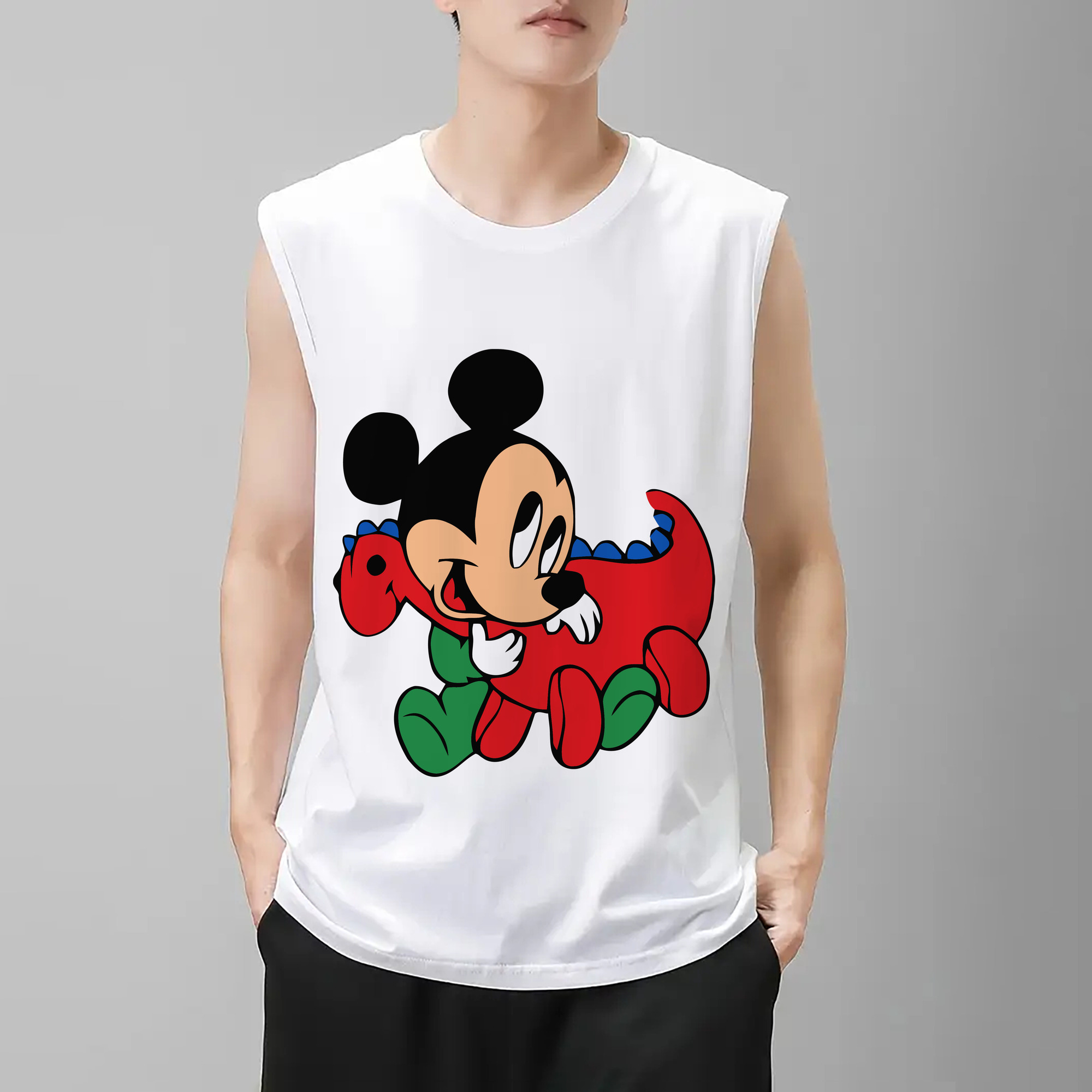 ミッキーマウス Mickey Mouse コットン100％タンクトップ（フロントプリント）