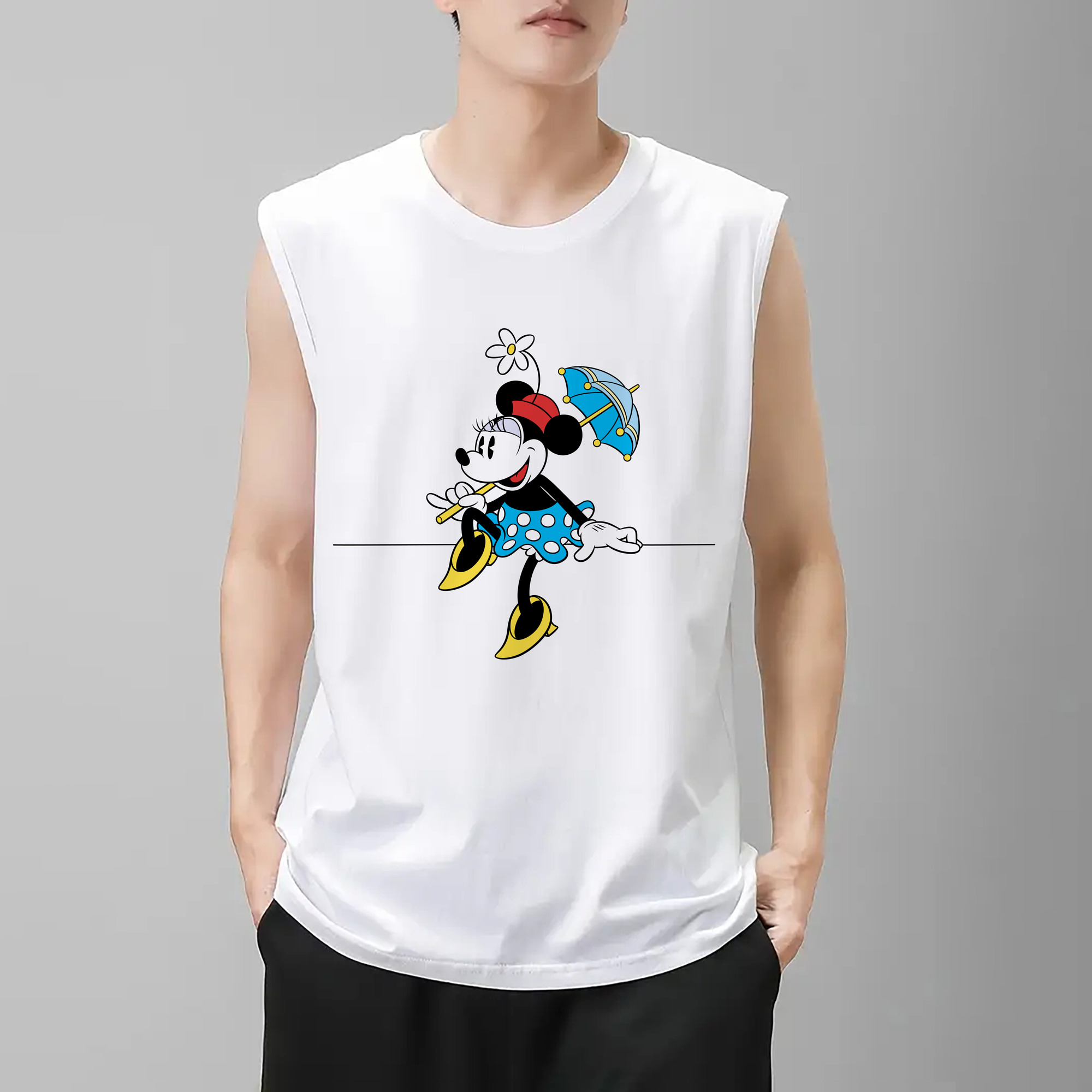 ミッキーマウス Mickey Mouse コットン100％タンクトップ（フロントプリント）