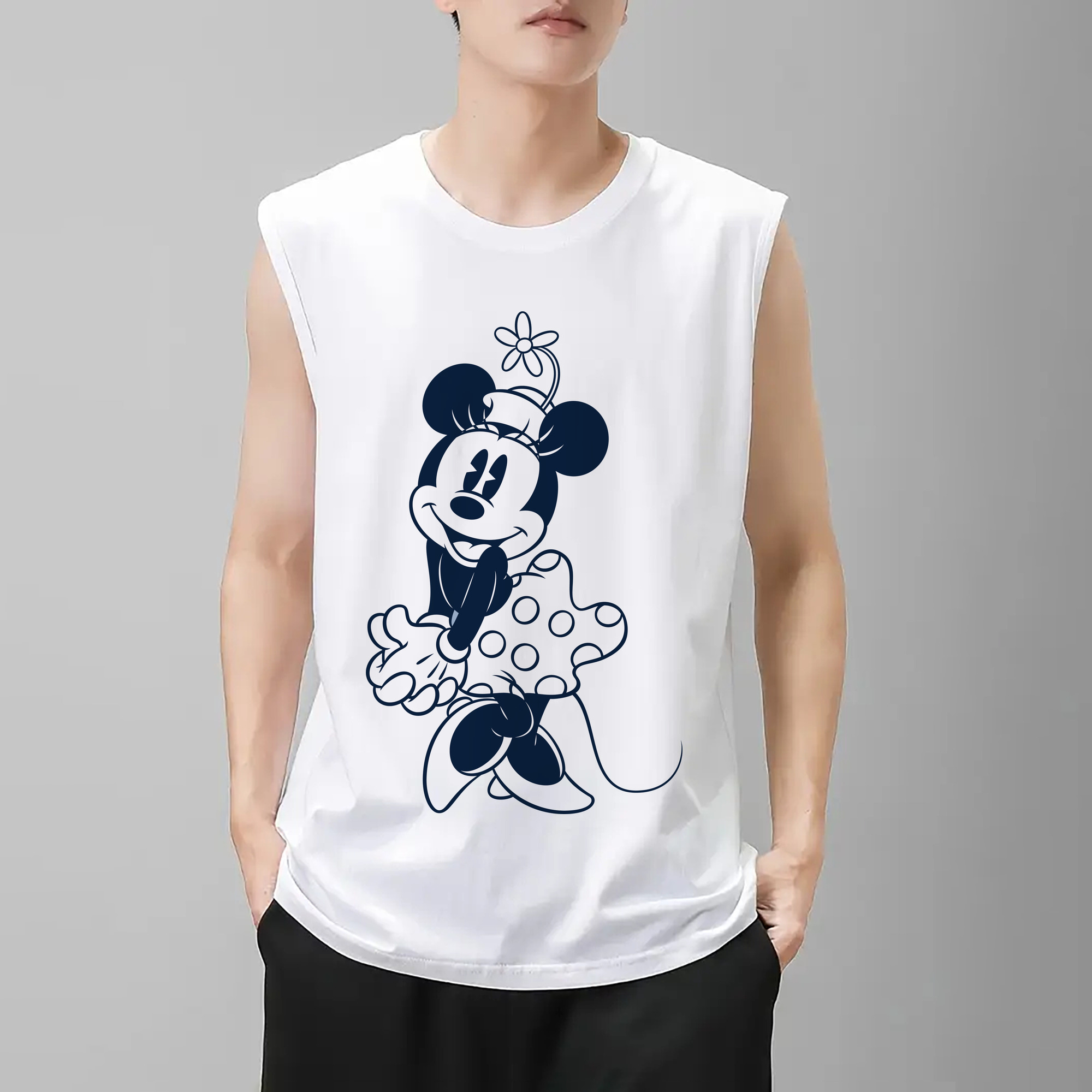 ミッキーマウス Mickey Mouse コットン100％タンクトップ（フロントプリント）