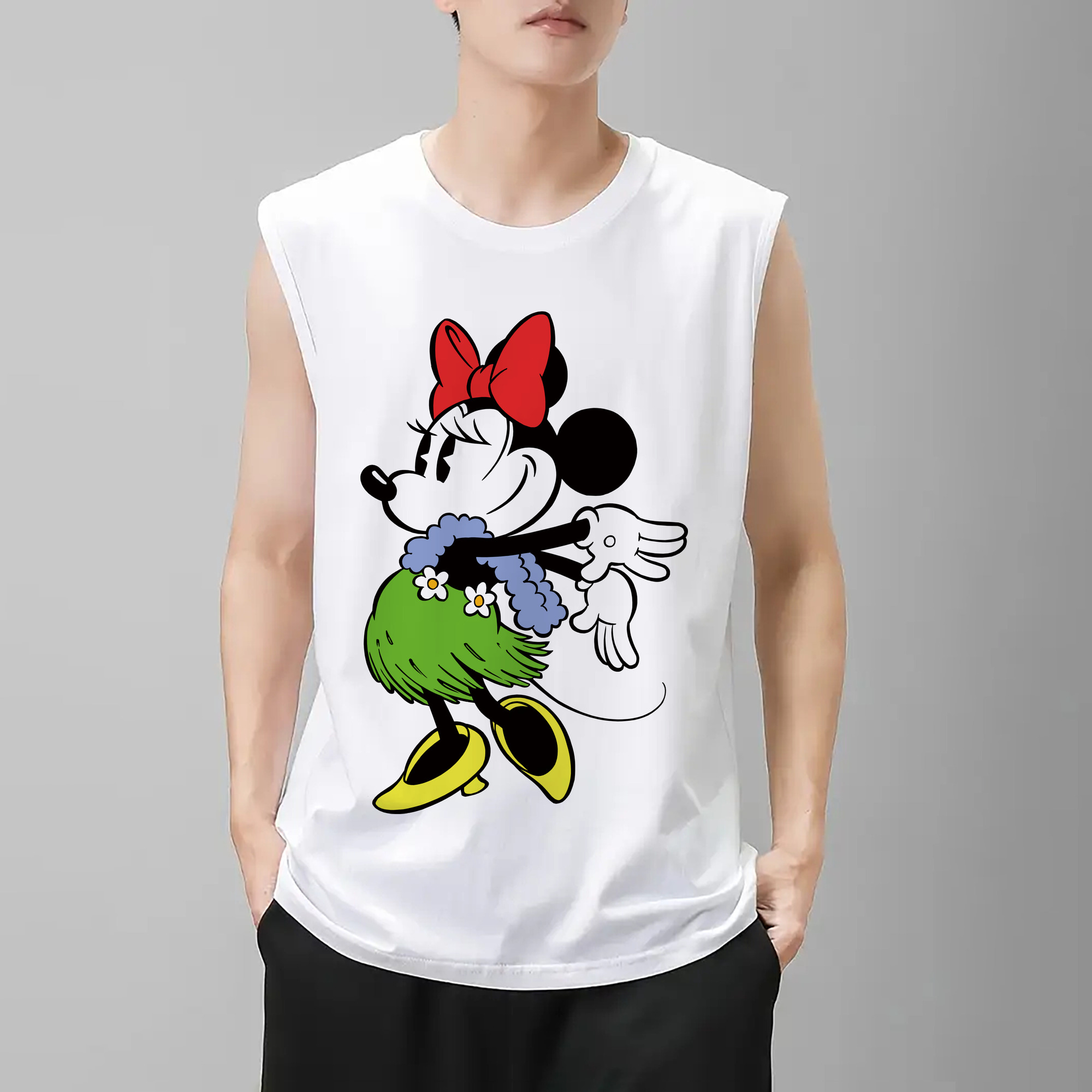 ミッキーマウス Mickey Mouse コットン100％タンクトップ（フロントプリント）