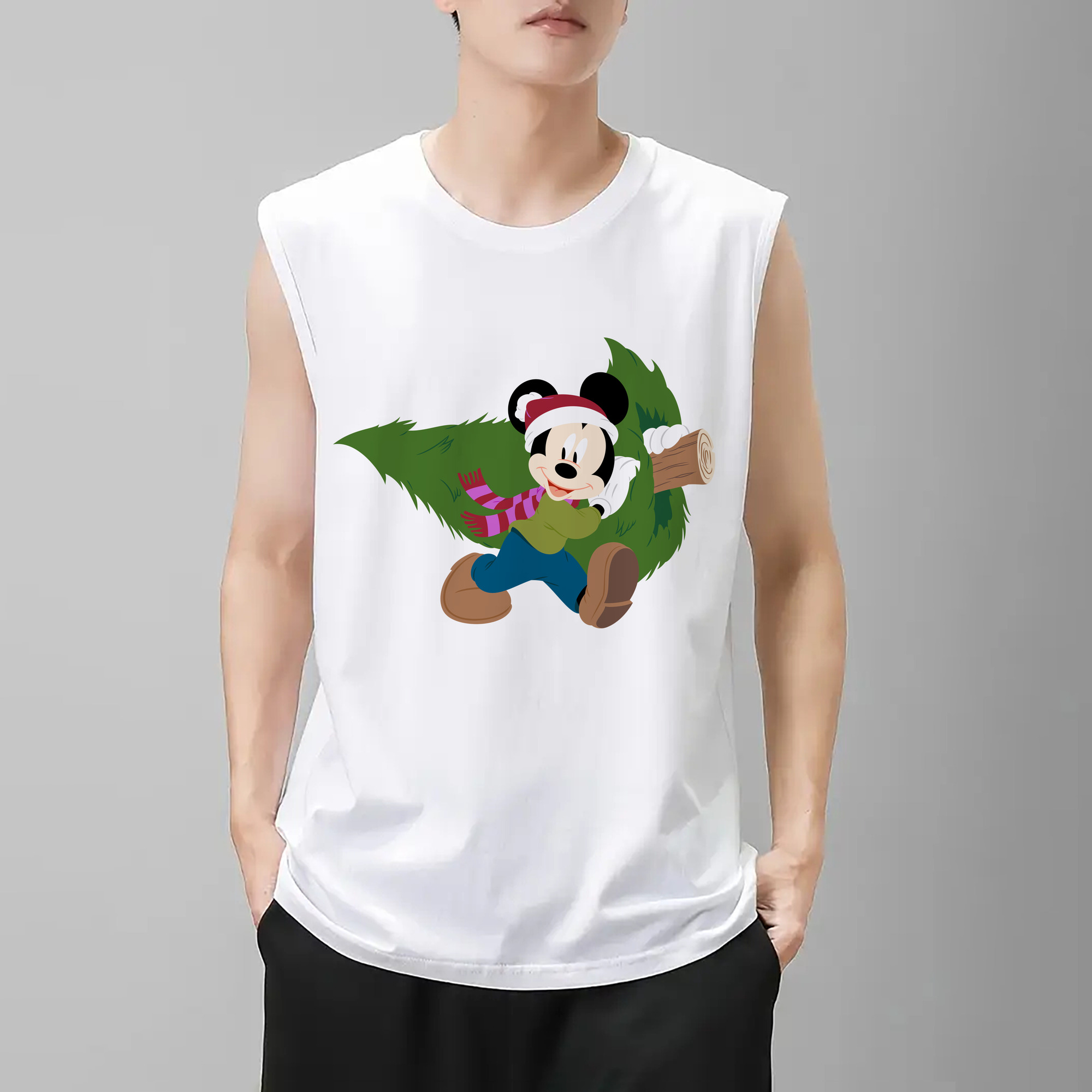 ミッキーマウス Mickey Mouse コットン100％タンクトップ（フロントプリント）