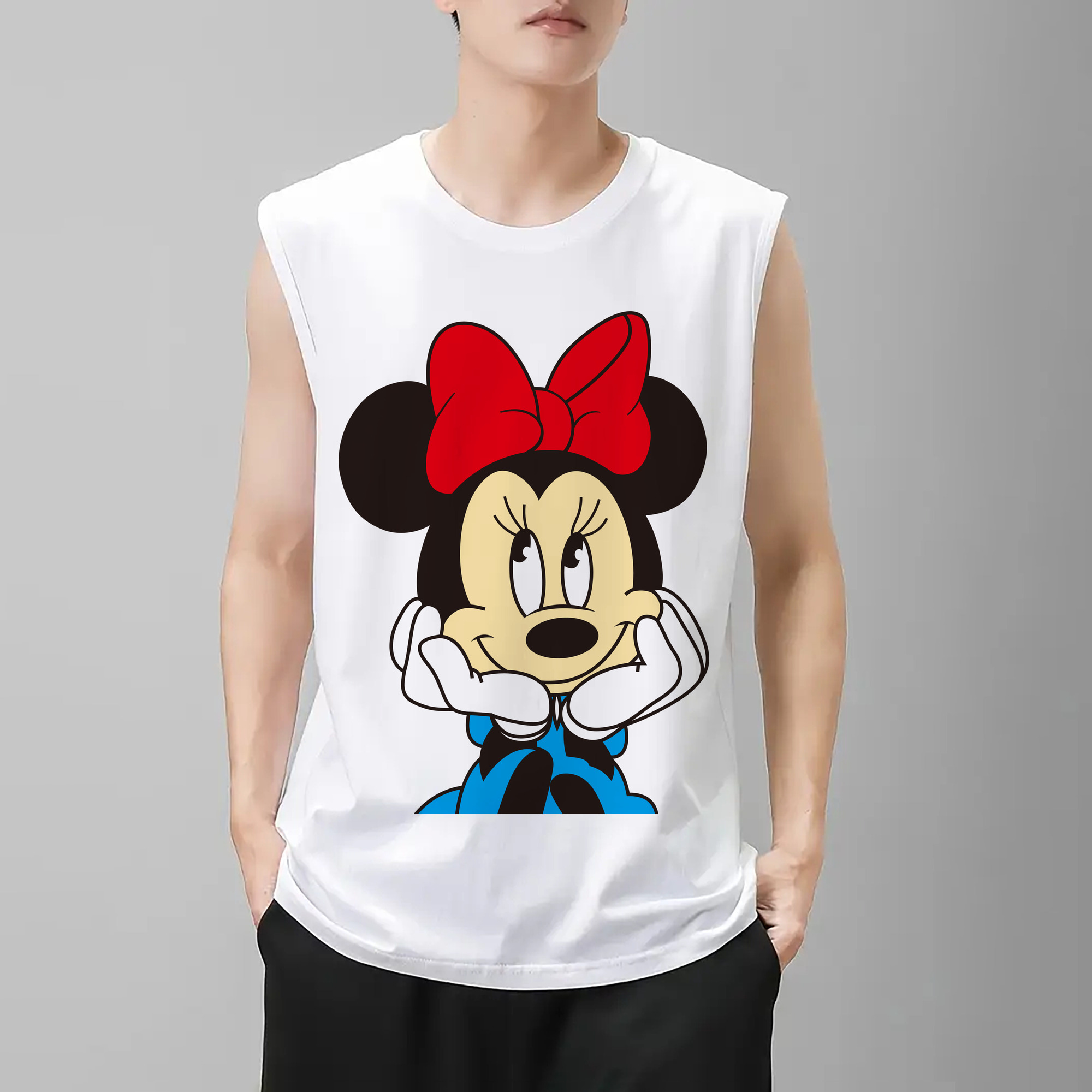 ミッキーマウス Mickey Mouse コットン100％タンクトップ（フロントプリント）