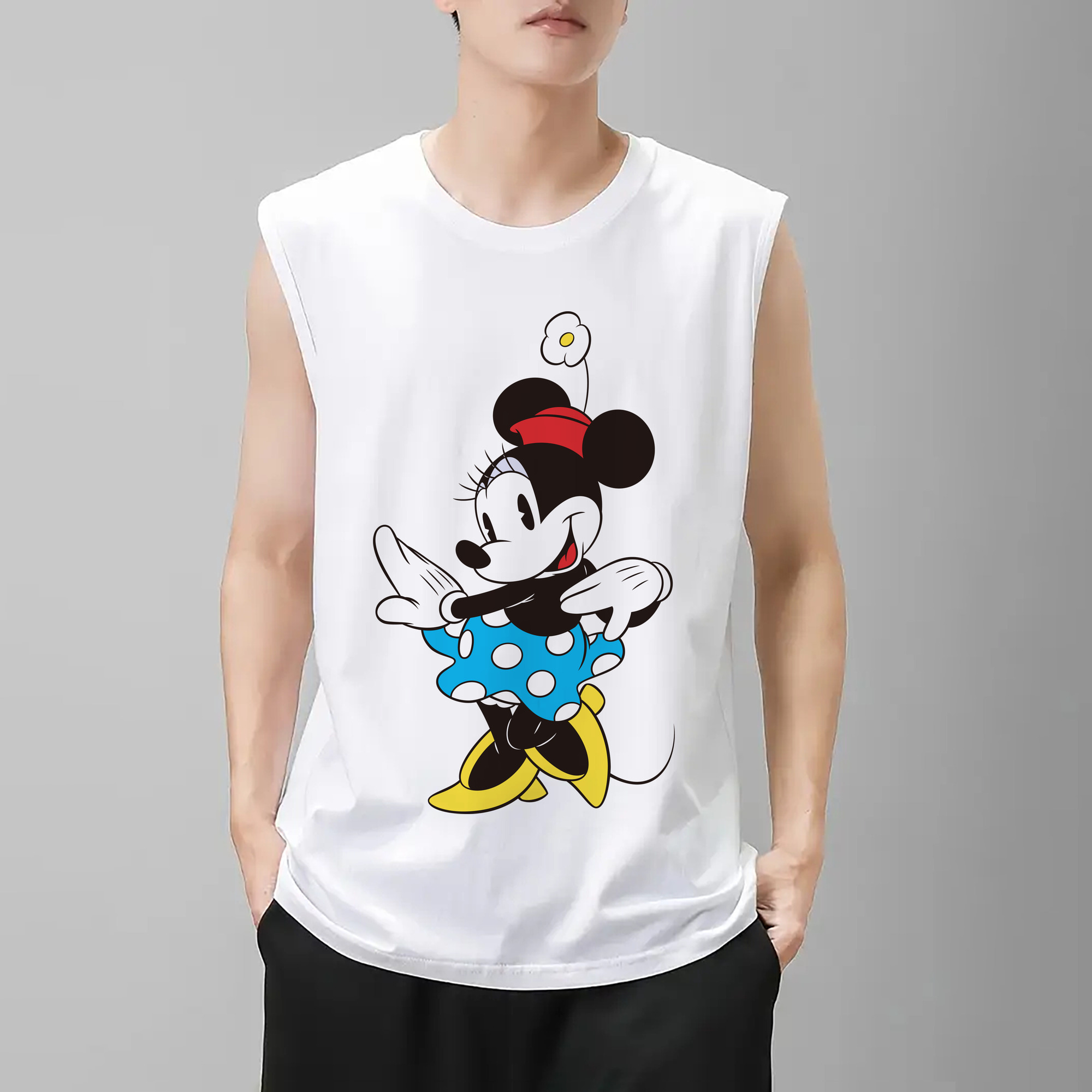 ミッキーマウス Mickey Mouse コットン100％タンクトップ（フロントプリント）