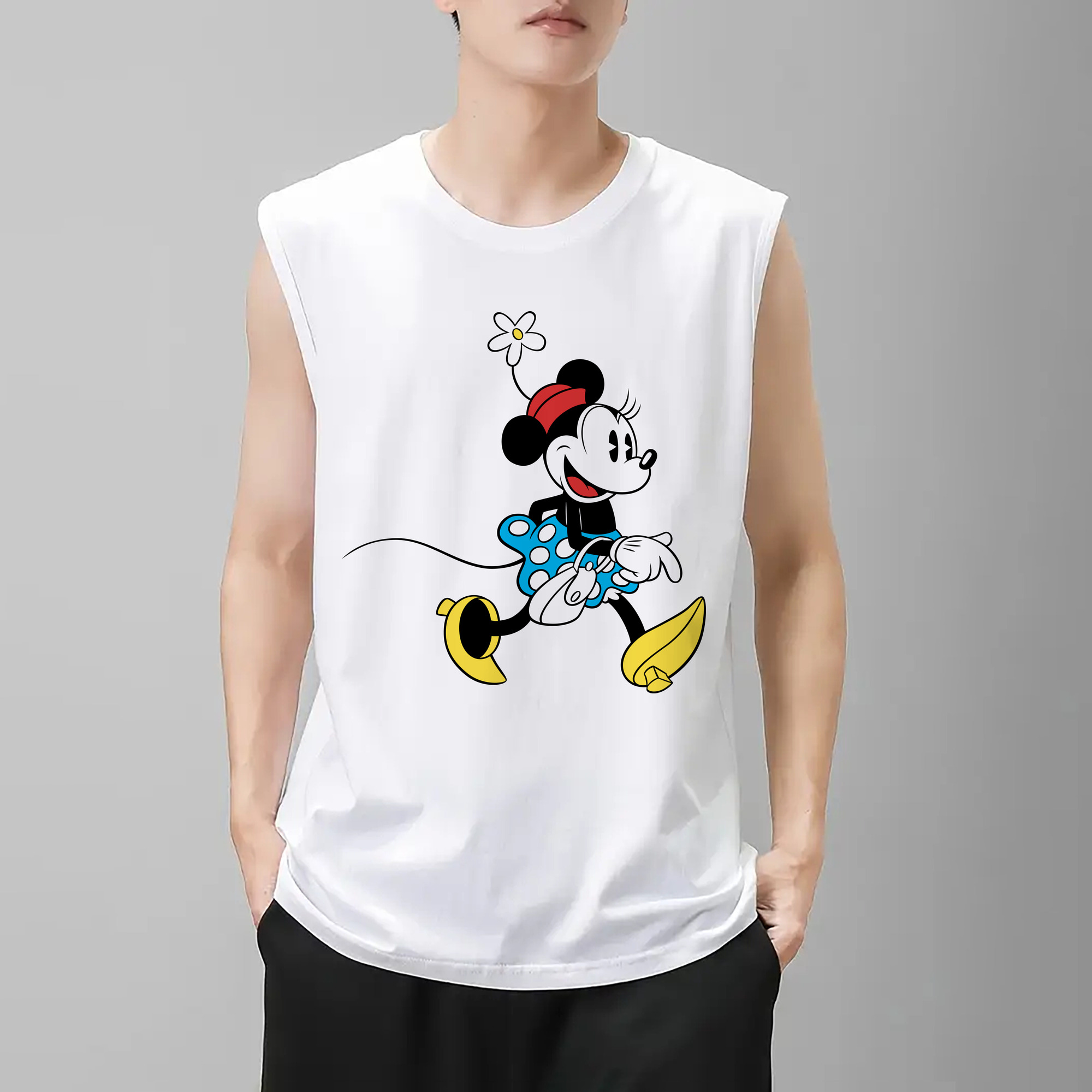 ミッキーマウス Mickey Mouse コットン100％タンクトップ（フロントプリント）