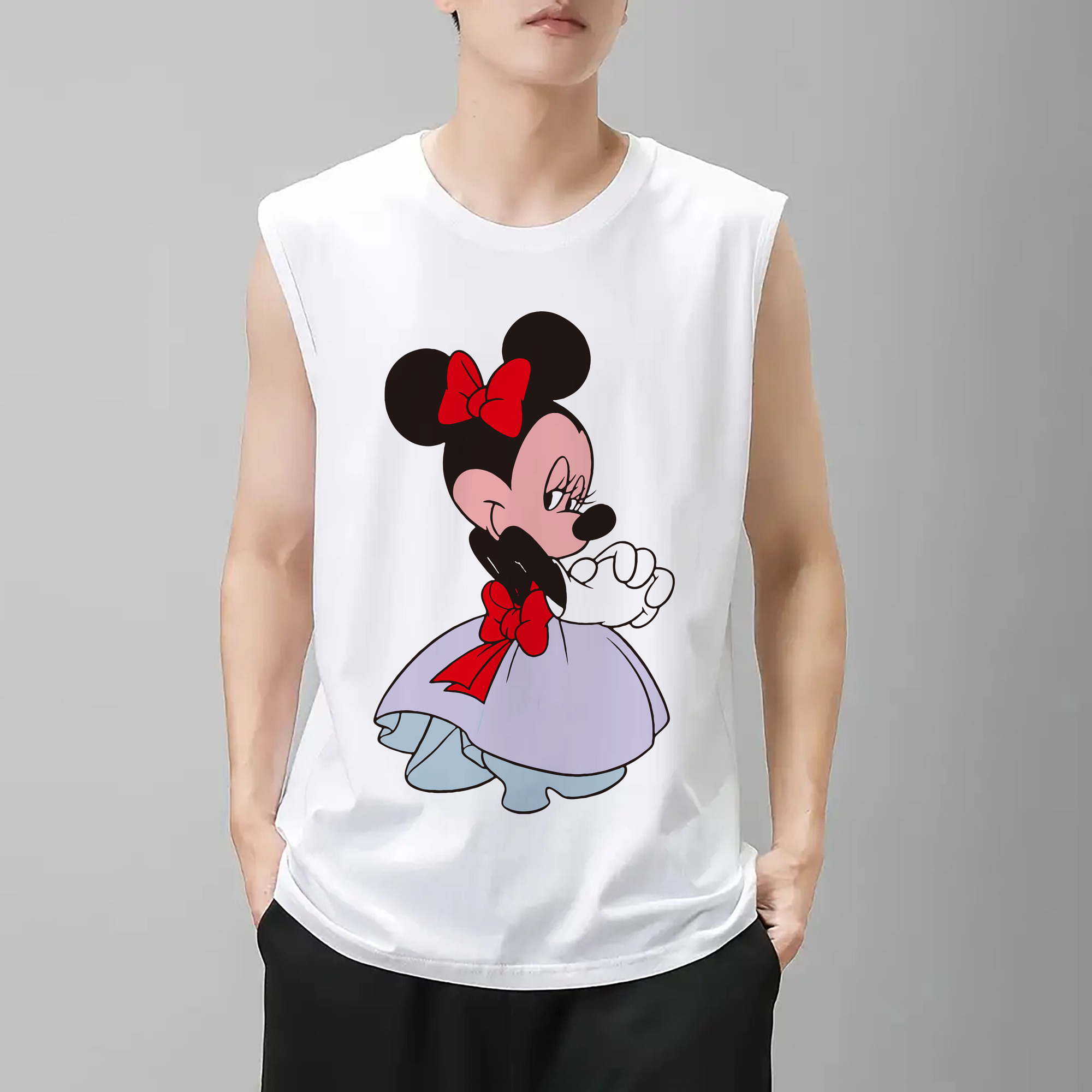 ミッキーマウス Mickey Mouse コットン100％タンクトップ（フロントプリント）