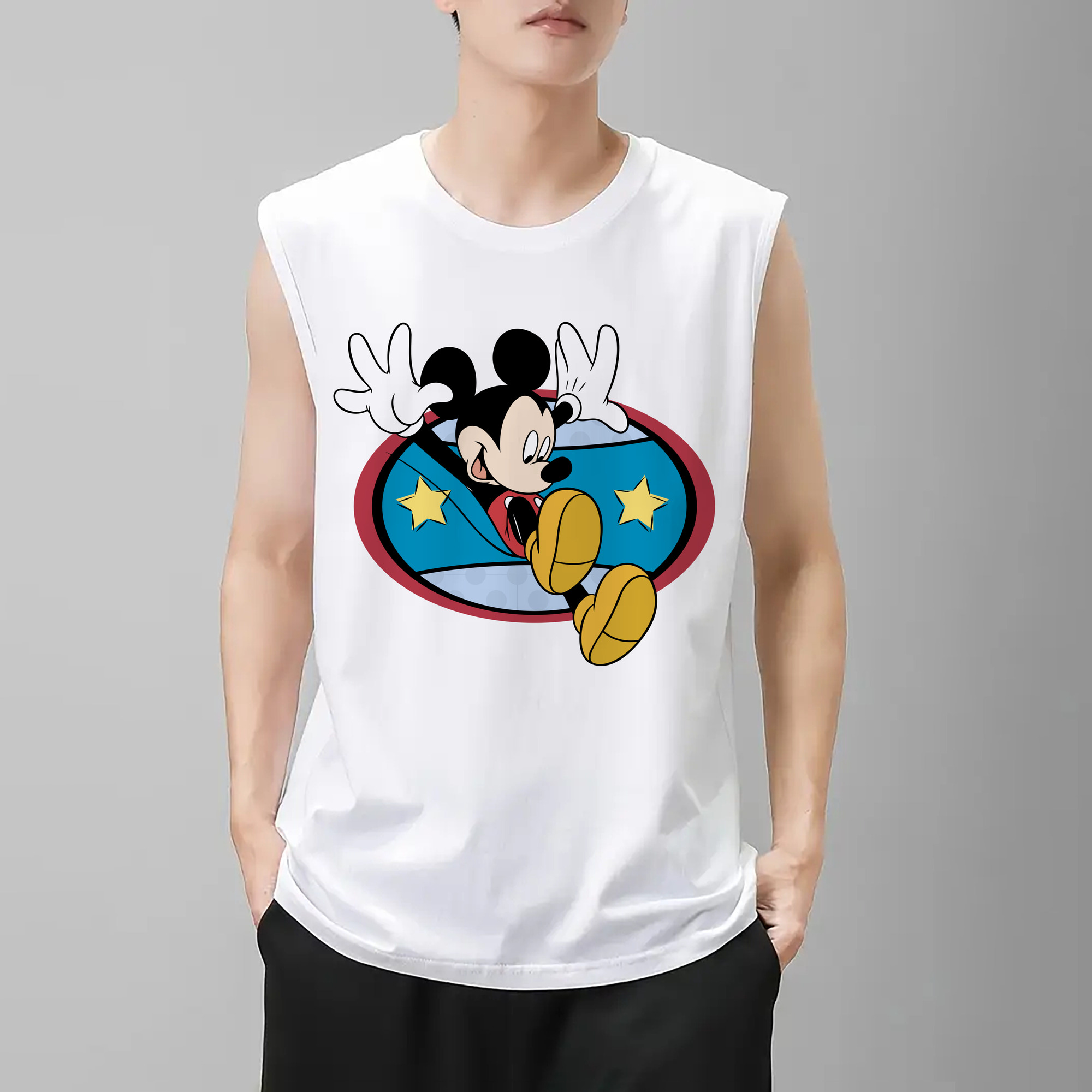 ミッキーマウス Mickey Mouse コットン100％タンクトップ（フロントプリント）