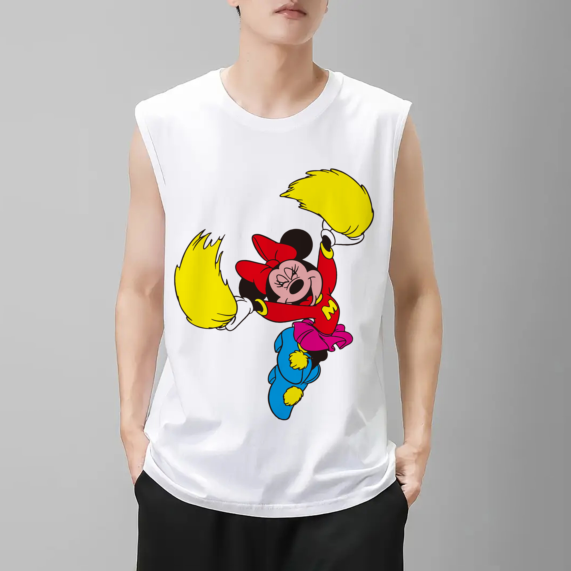 ミッキーマウス Mickey Mouse コットン100％タンクトップ（フロントプリント）