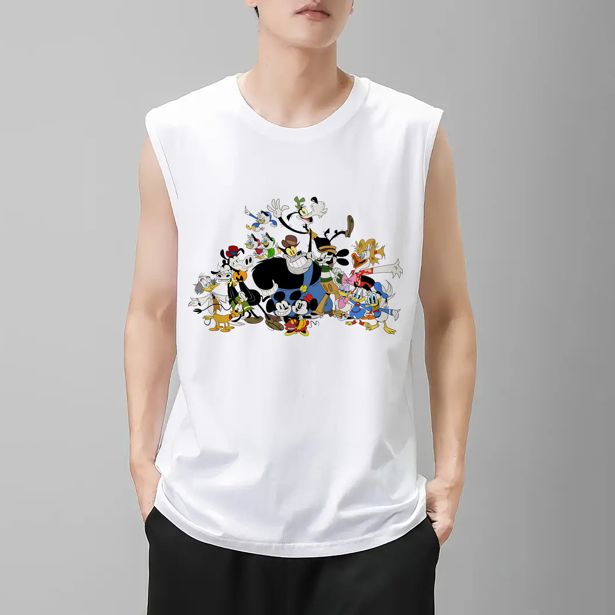 ミッキーマウス Mickey Mouse コットン100％タンクトップ（フロントプリント）