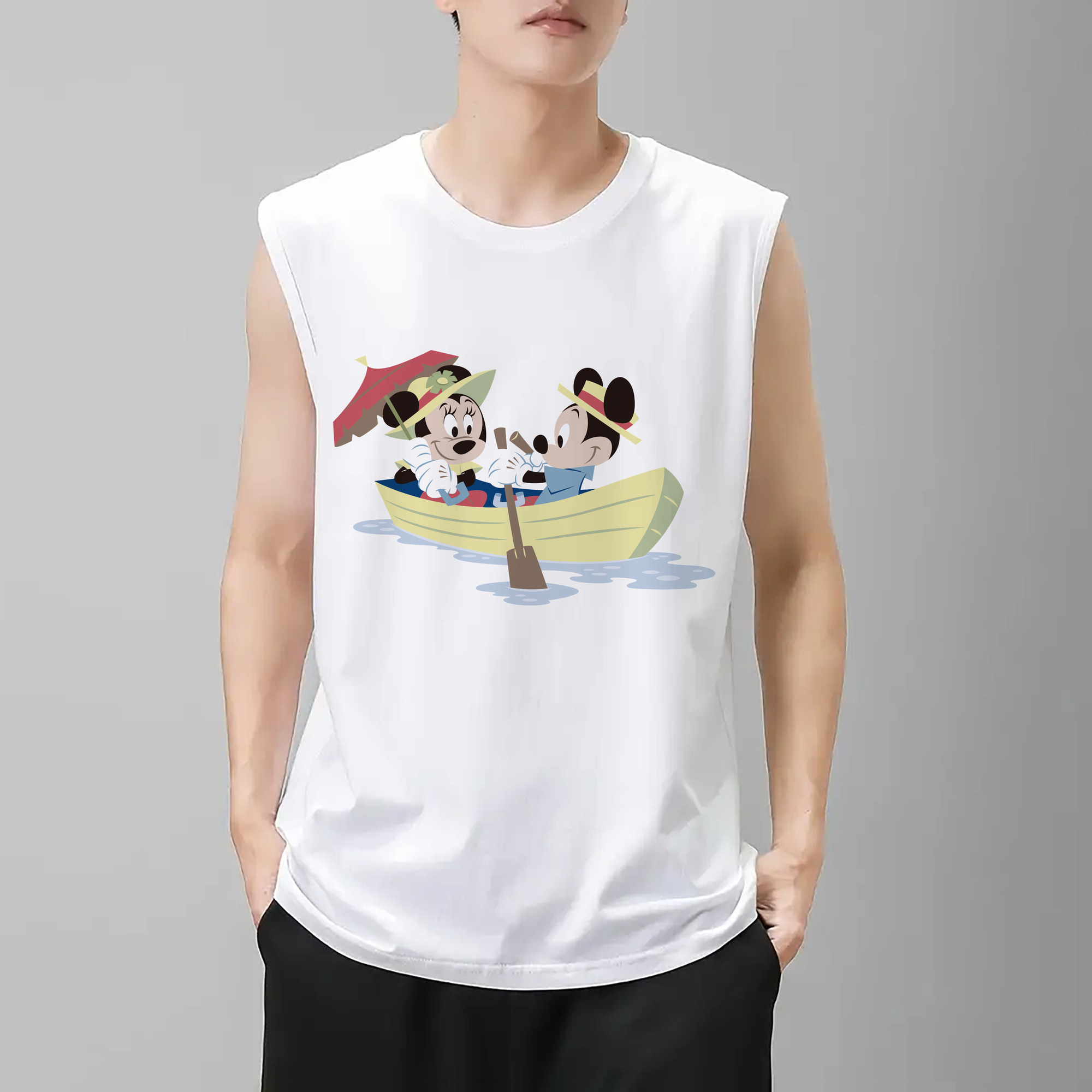 ミッキーマウス Mickey Mouse コットン100％タンクトップ（フロントプリント）