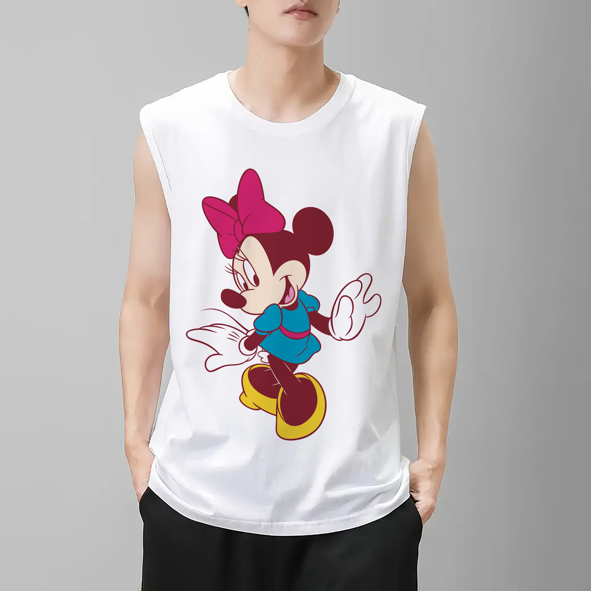 ミッキーマウス Mickey Mouse コットン100％タンクトップ（フロントプリント）