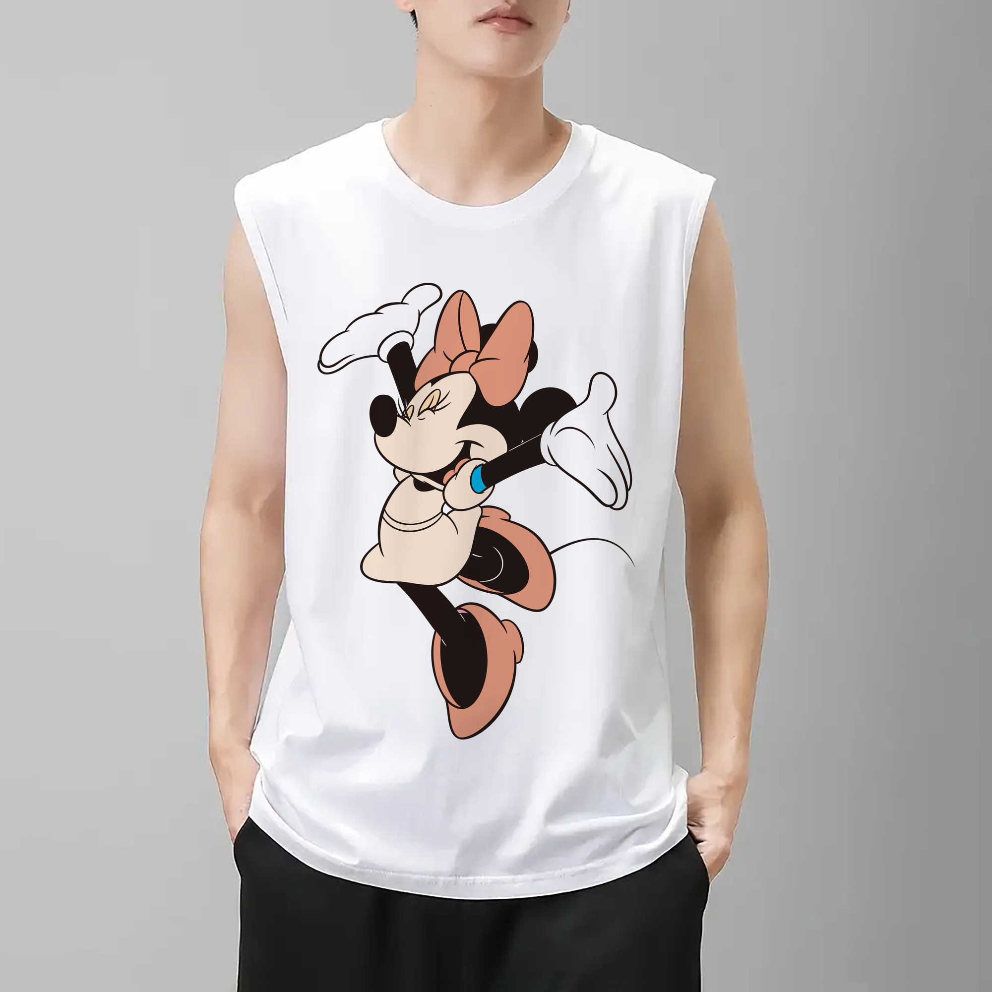 ミッキーマウス Mickey Mouse コットン100％タンクトップ（フロントプリント）