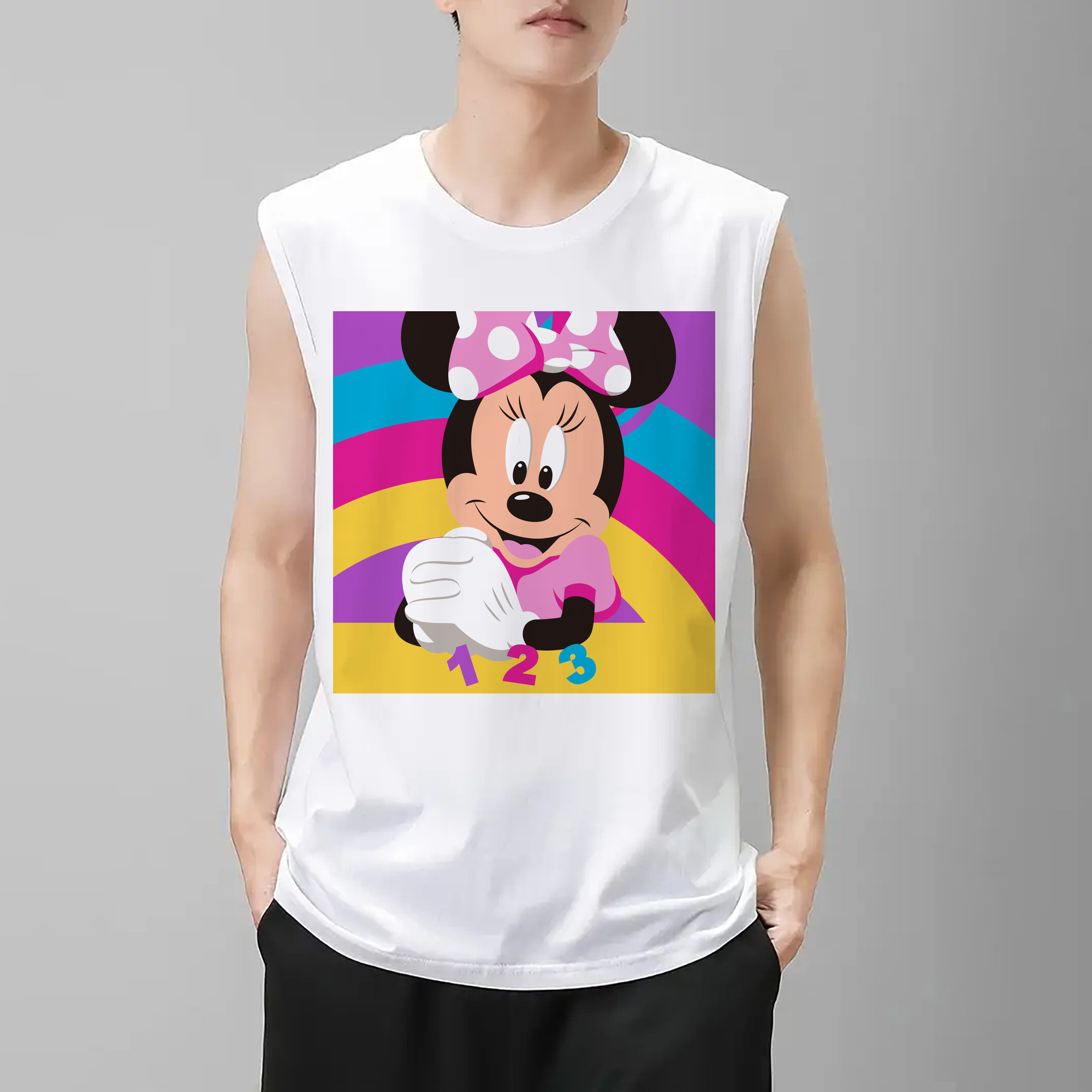 ミッキーマウス Mickey Mouse コットン100％タンクトップ（フロントプリント）