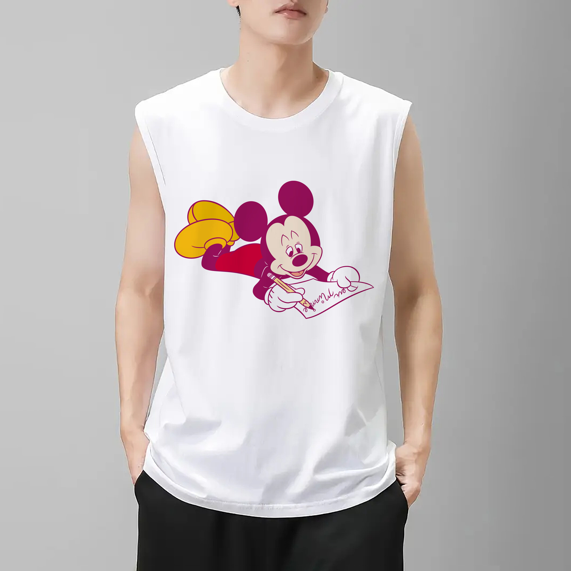 ミッキーマウス Mickey Mouse コットン100％タンクトップ（フロントプリント）