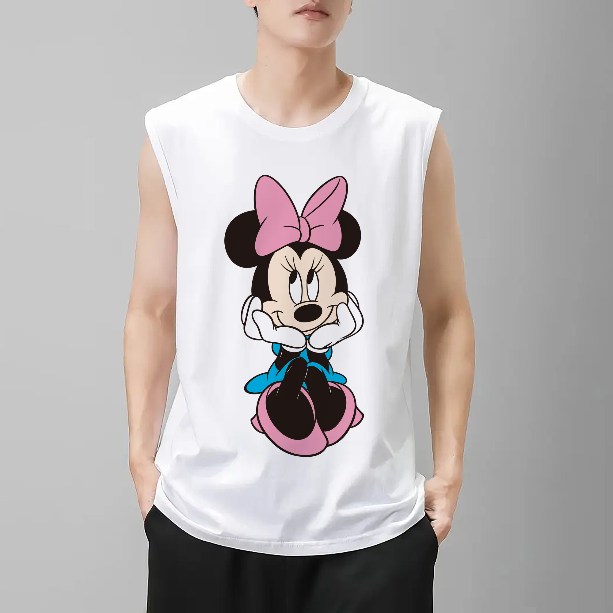 ミッキーマウス Mickey Mouse コットン100％タンクトップ（フロントプリント）