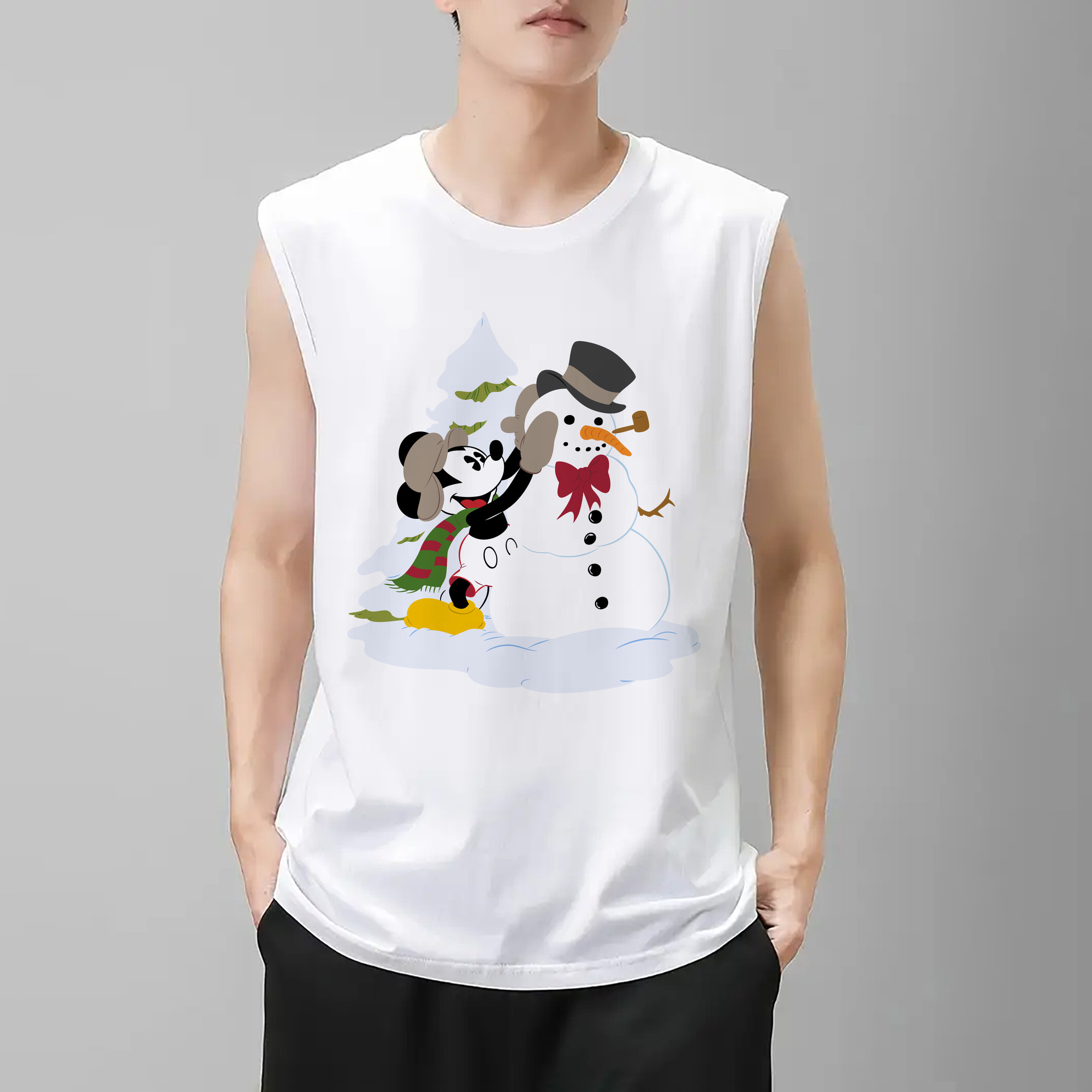 ミッキーマウス Mickey Mouse コットン100％タンクトップ（フロントプリント）