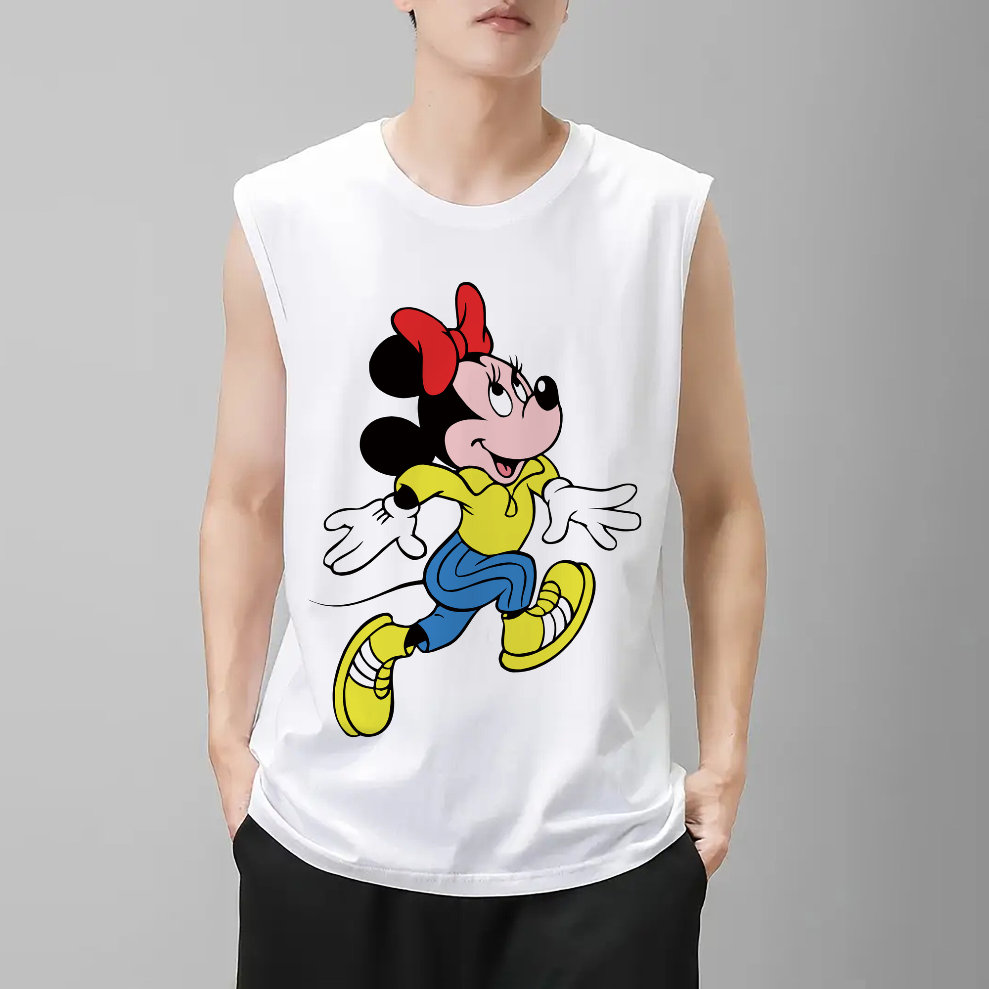 ミッキーマウス Mickey Mouse コットン100％タンクトップ（フロントプリント）