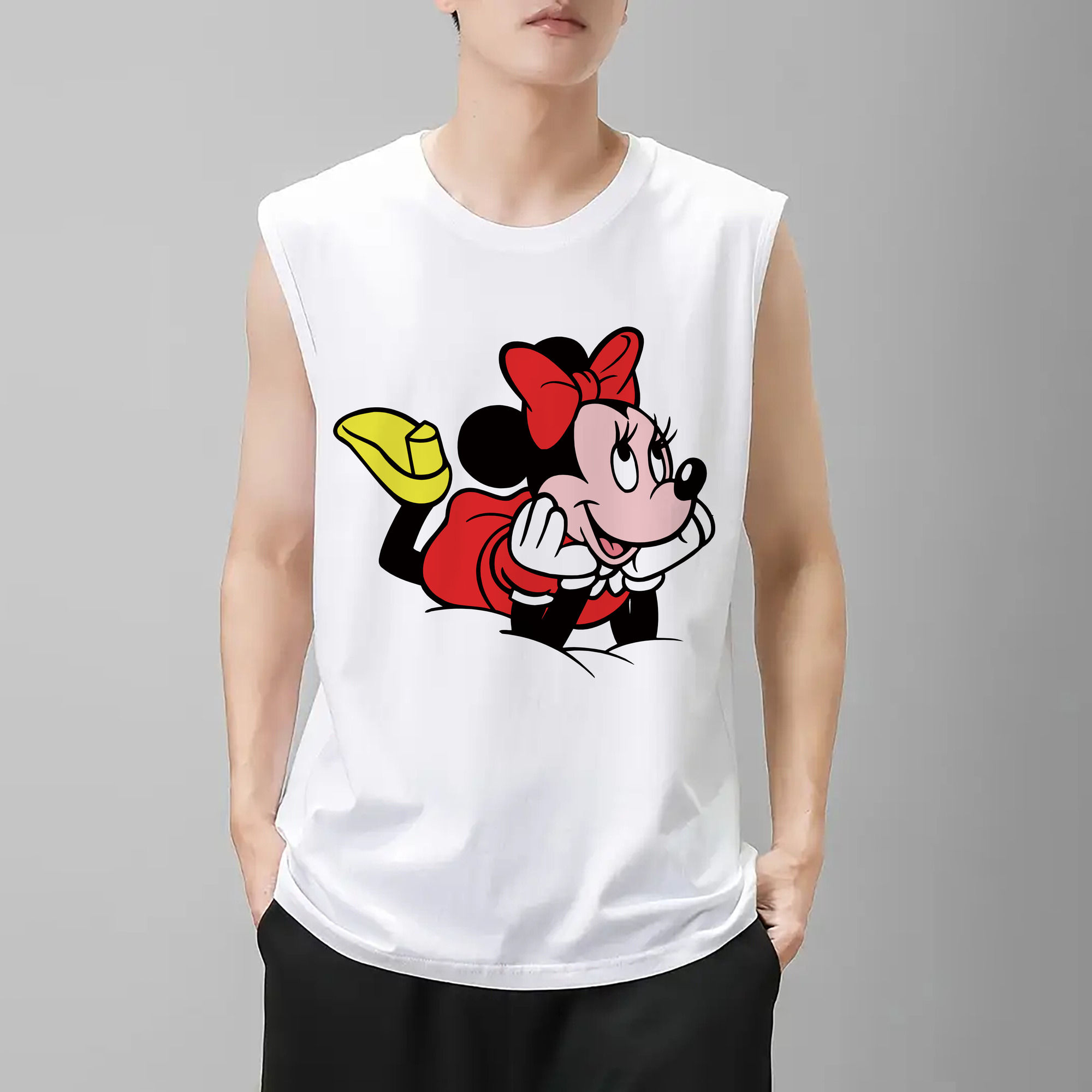 ミッキーマウス Mickey Mouse コットン100％タンクトップ（フロントプリント）