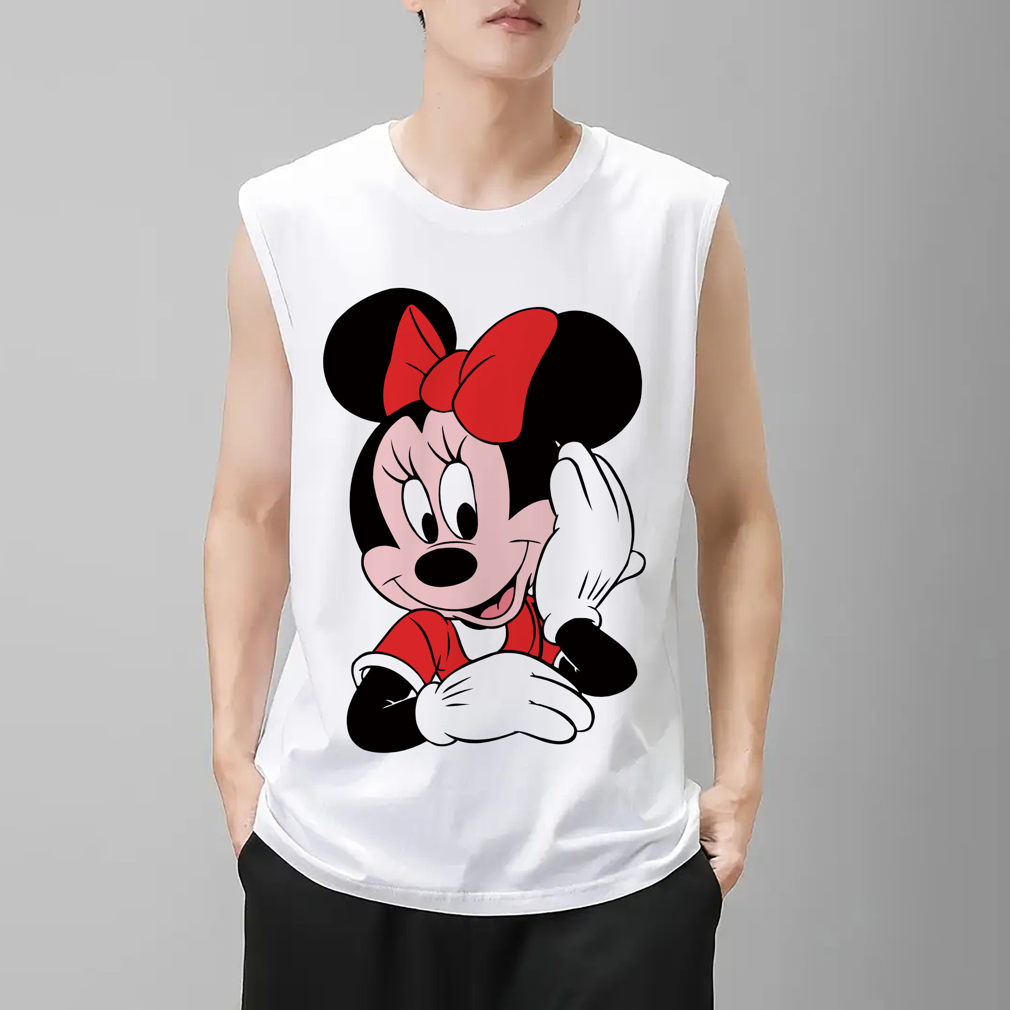 ミッキーマウス Mickey Mouse コットン100％タンクトップ（フロントプリント）