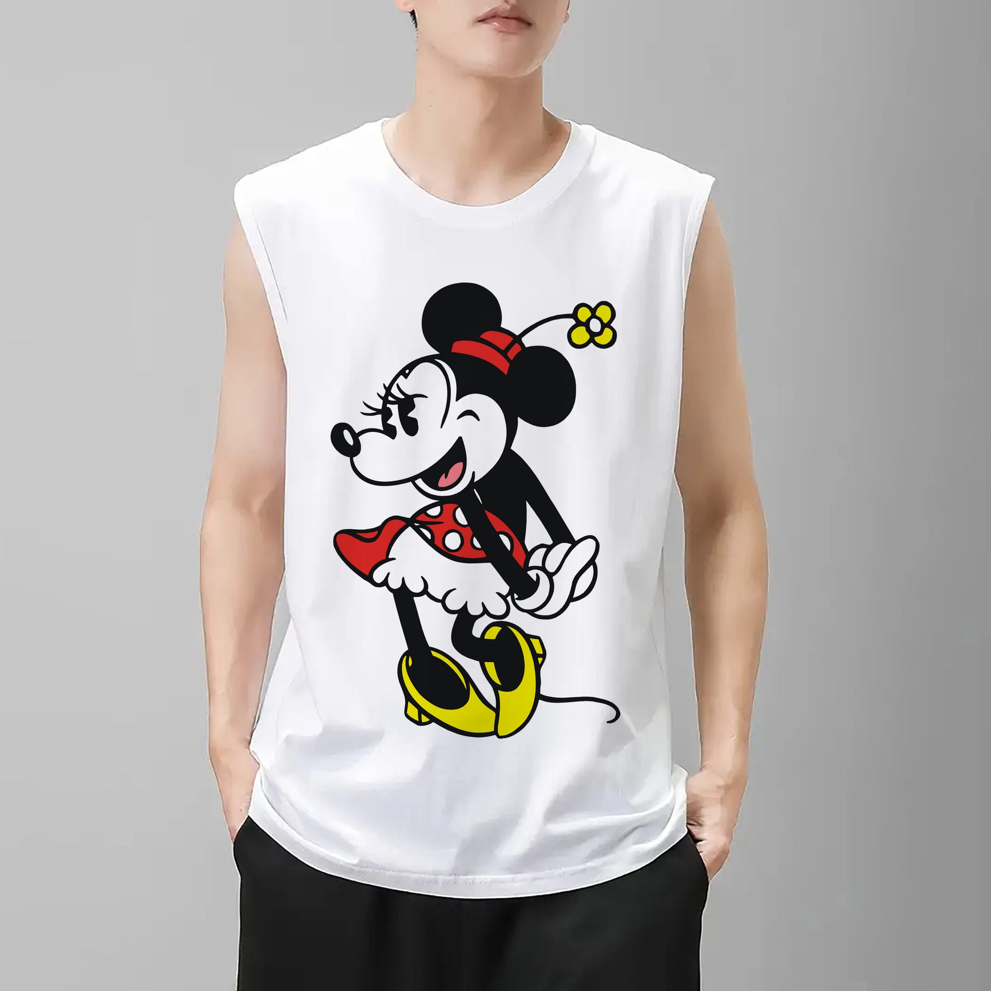 ミッキーマウス Mickey Mouse コットン100％タンクトップ（フロントプリント）