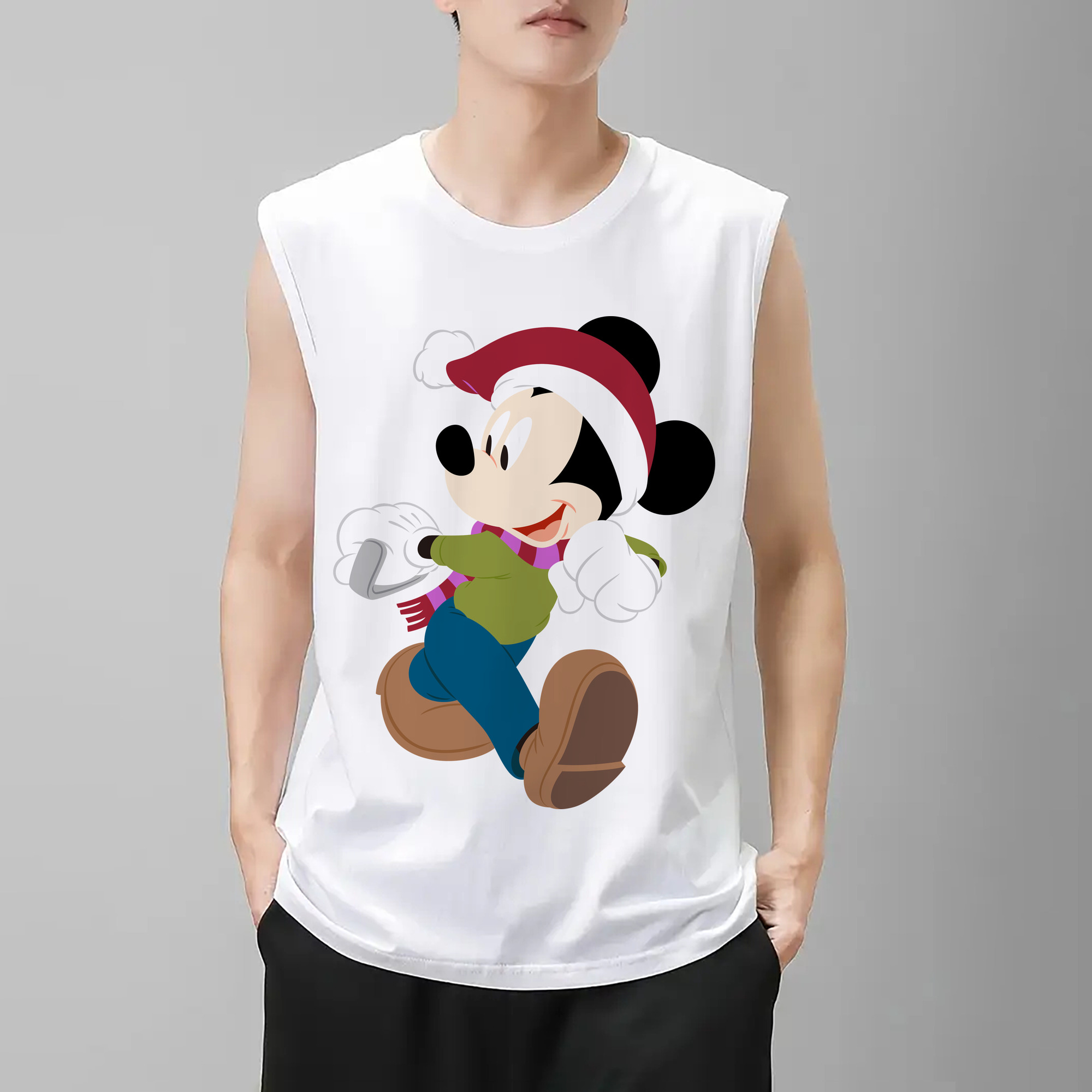 ミッキーマウス Mickey Mouse コットン100％タンクトップ（フロントプリント）