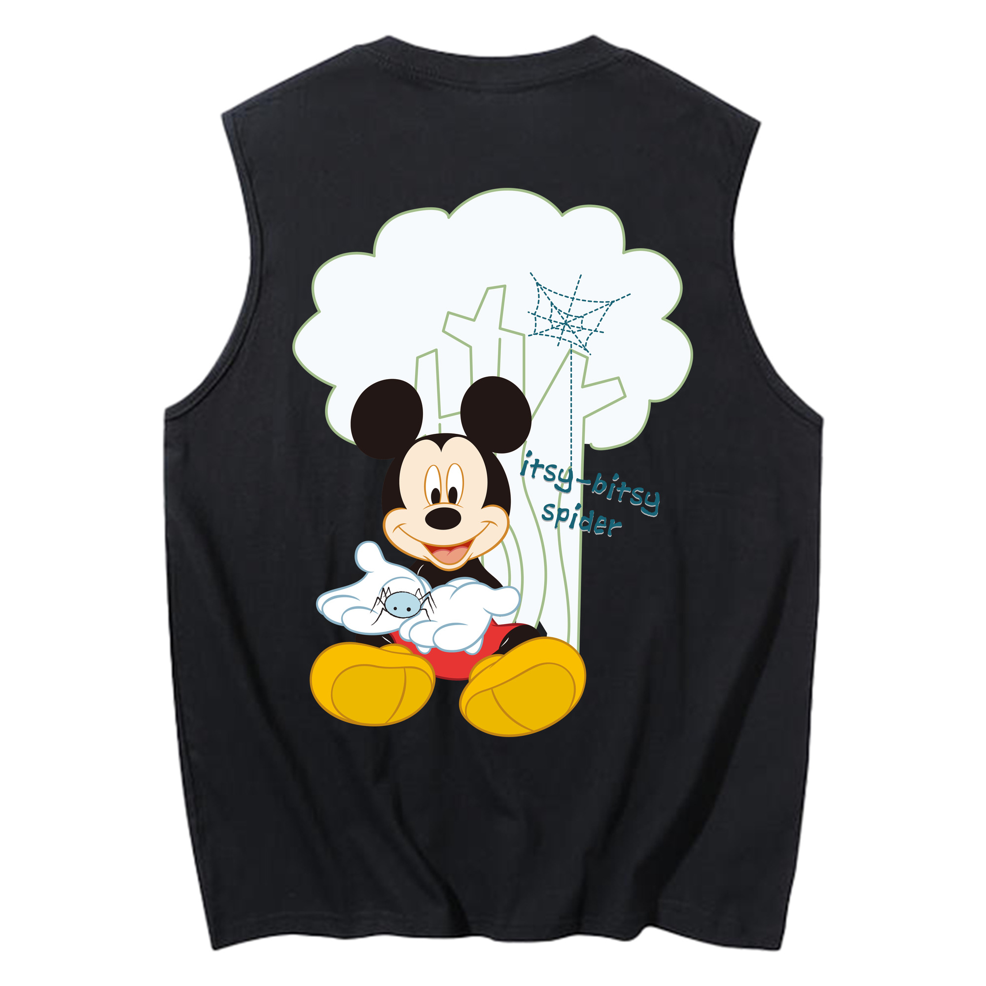 ミッキーマウス Mickey Mouse コットン100％タンクトップ（背面プリント）
