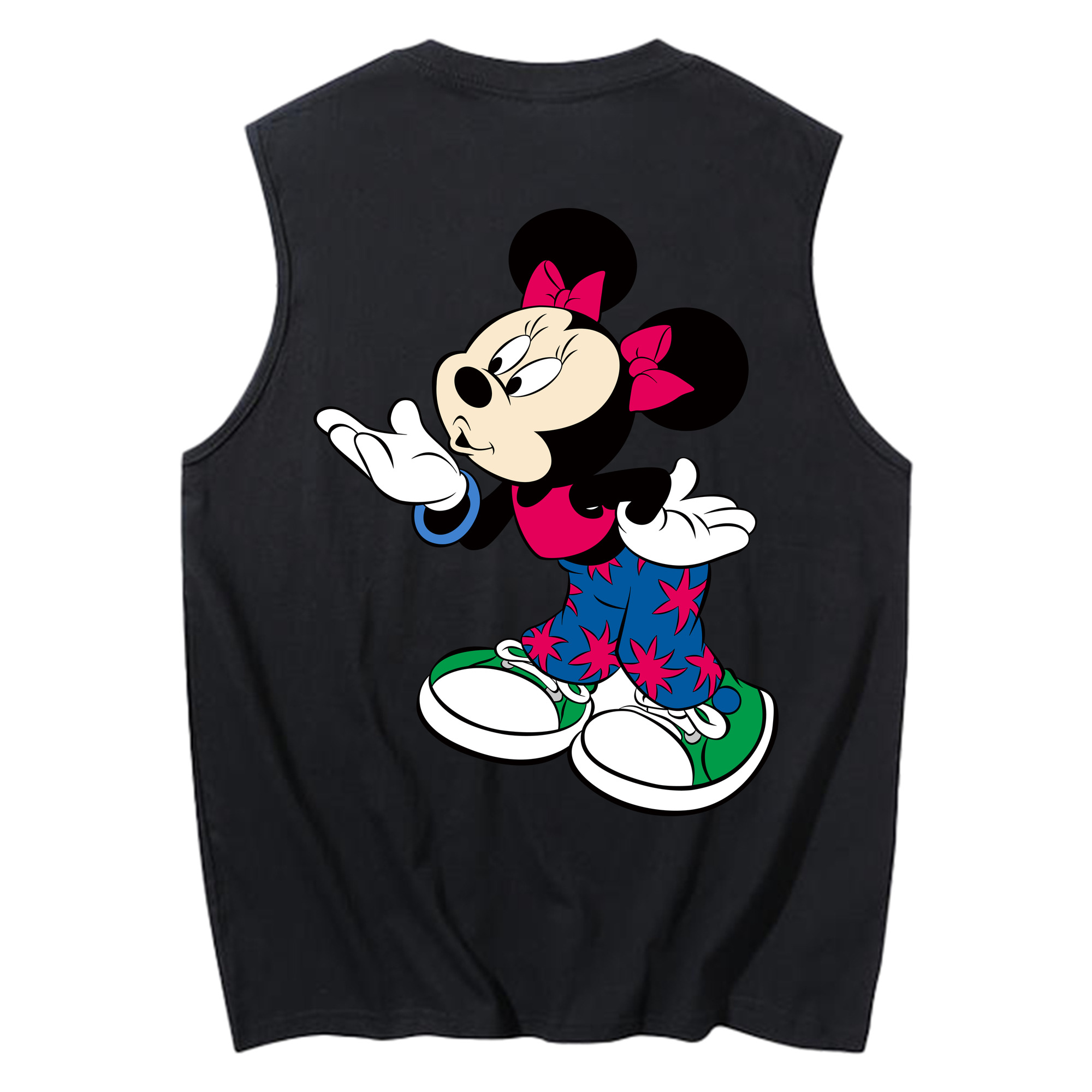 ミッキーマウス Mickey Mouse コットン100％タンクトップ（背面プリント）