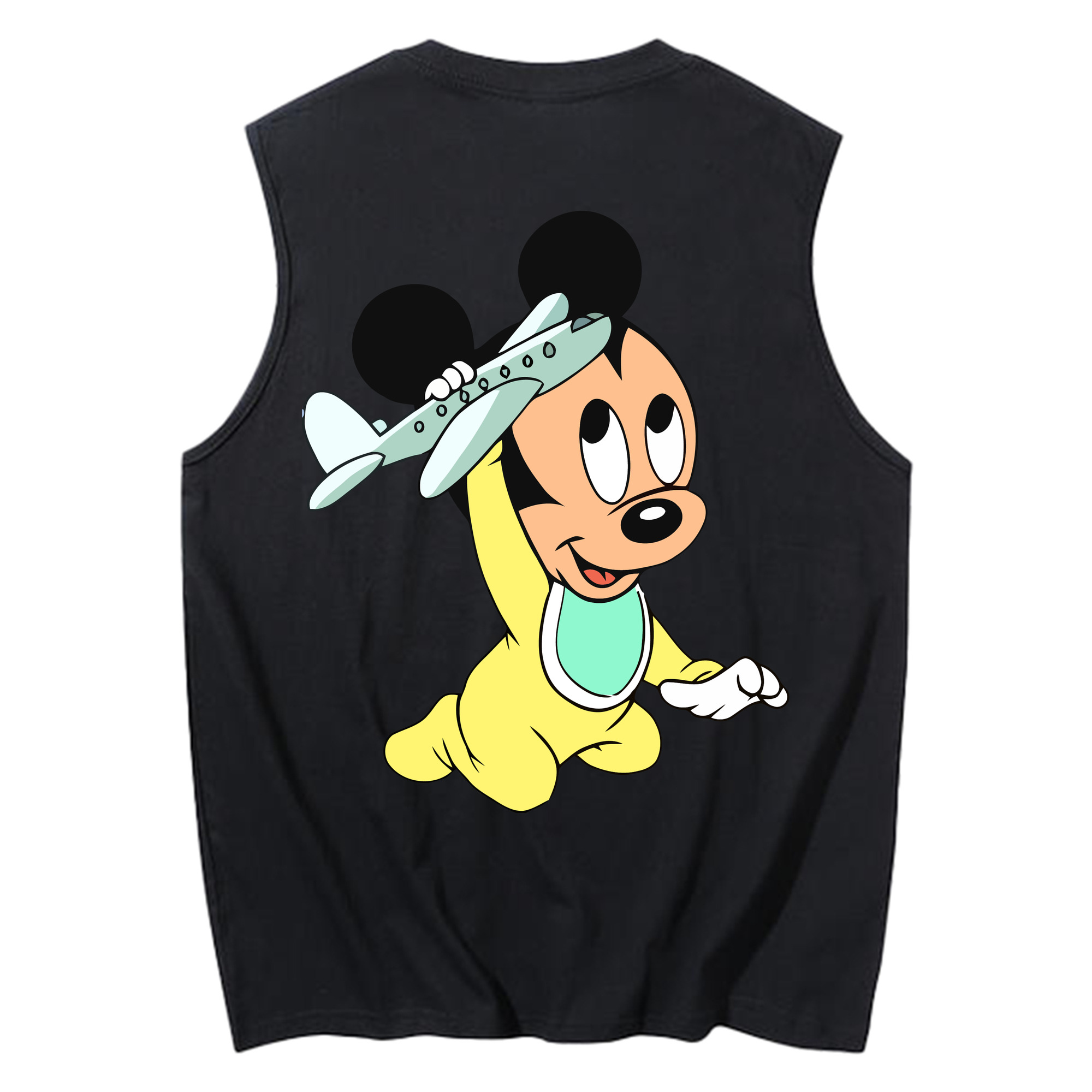 ミッキーマウス Mickey Mouse コットン100％タンクトップ（背面プリント）