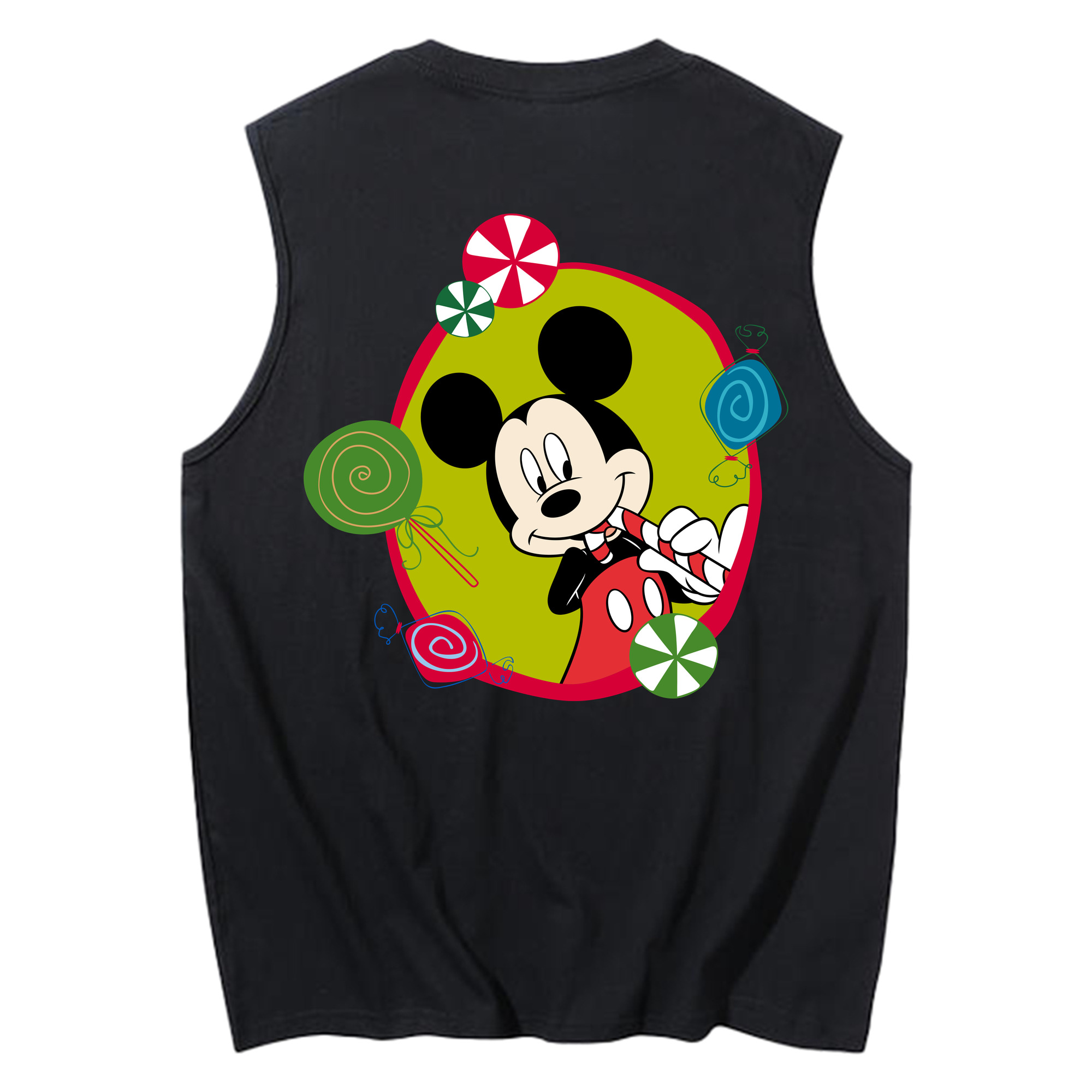 ミッキーマウス Mickey Mouse コットン100％タンクトップ（背面プリント）