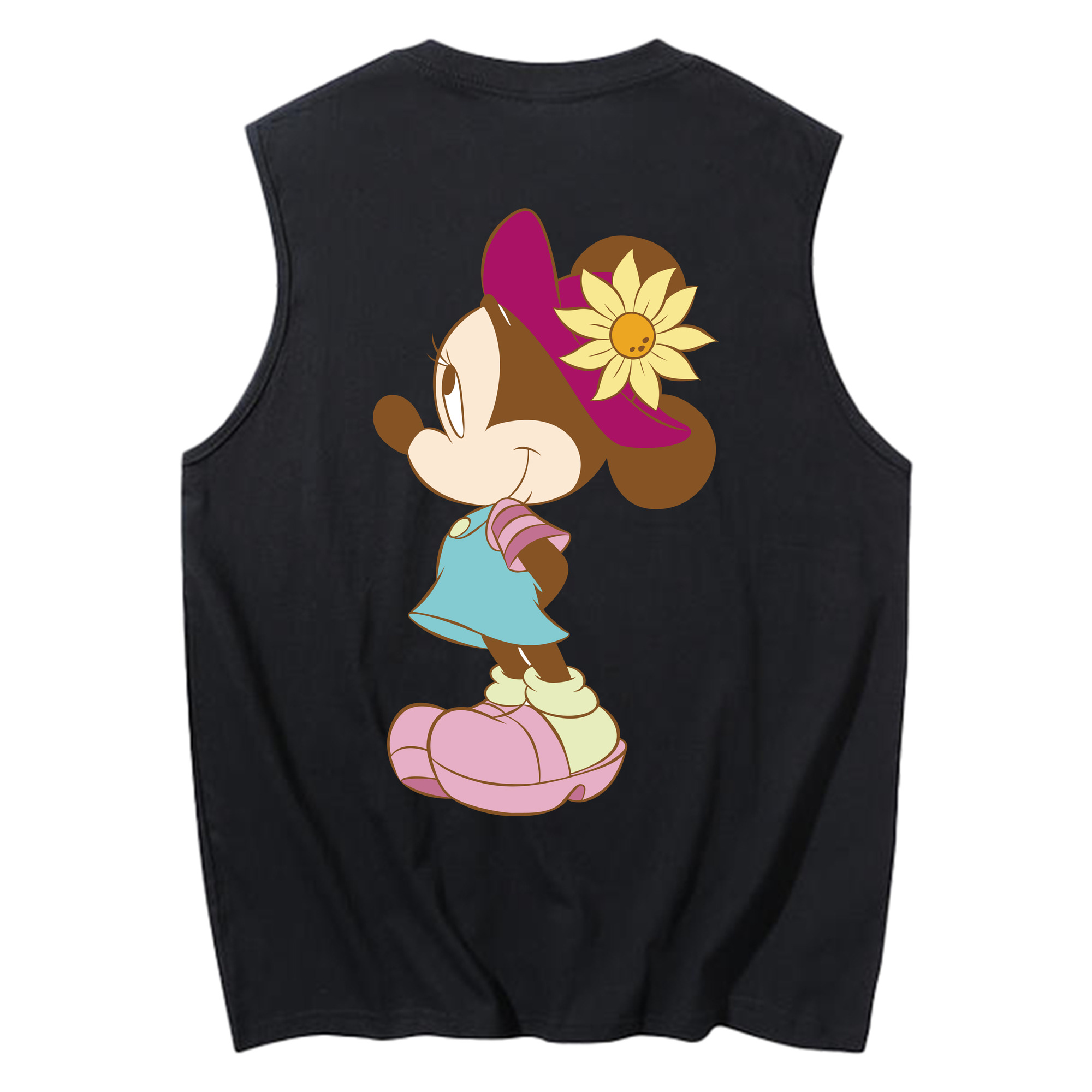 ミッキーマウス Mickey Mouse コットン100％タンクトップ（背面プリント）