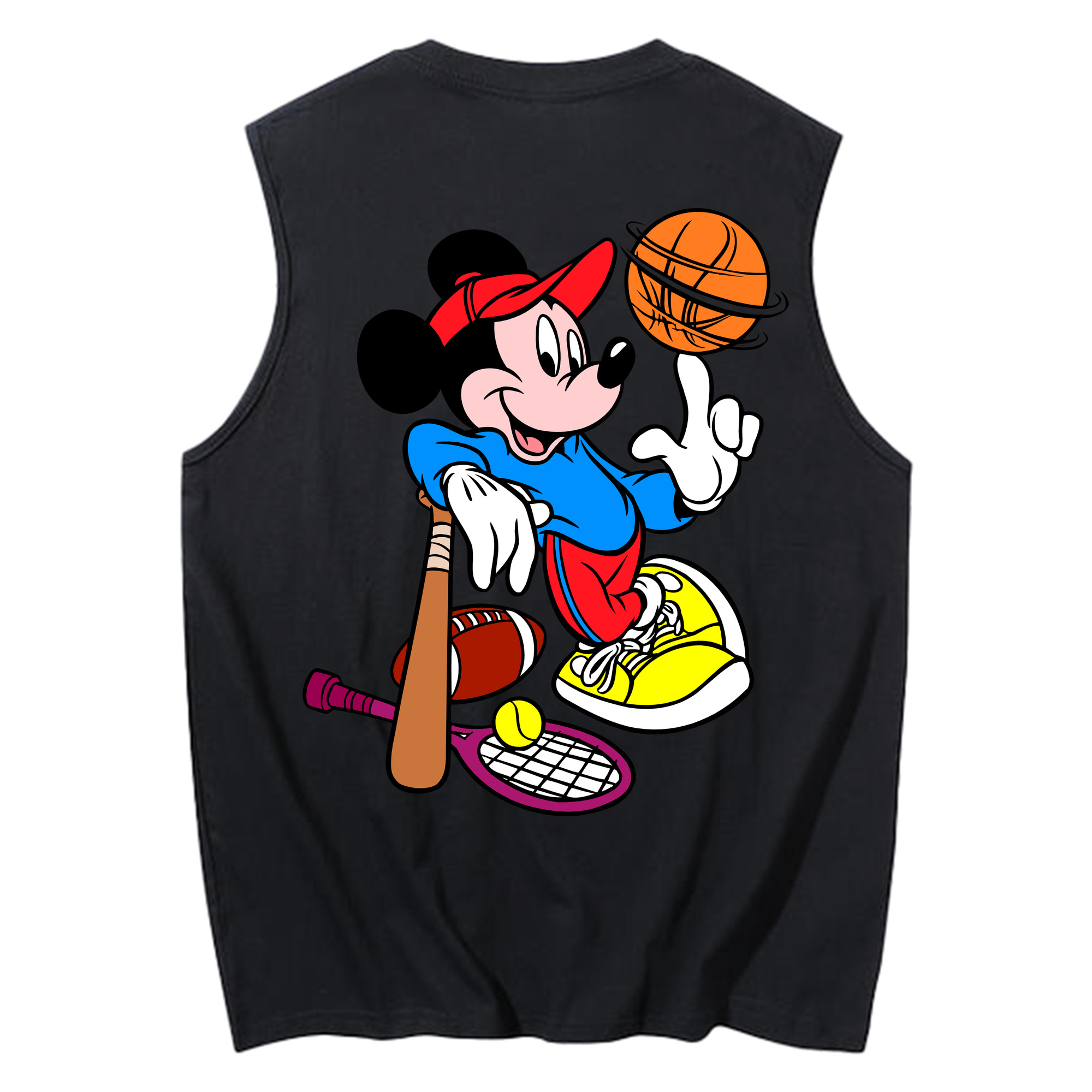 ミッキーマウス Mickey Mouse コットン100％タンクトップ（背面プリント）
