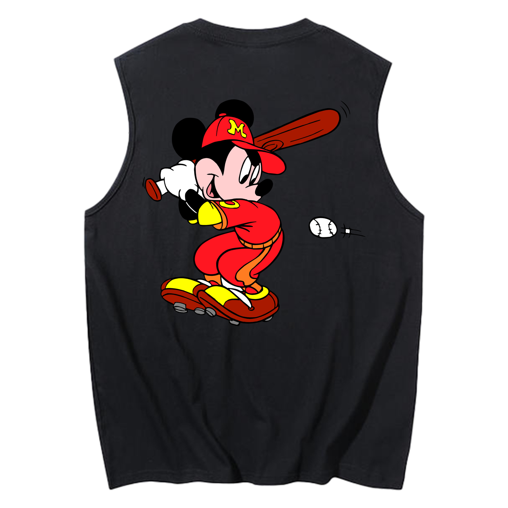 ミッキーマウス Mickey Mouse コットン100％タンクトップ（背面プリント）