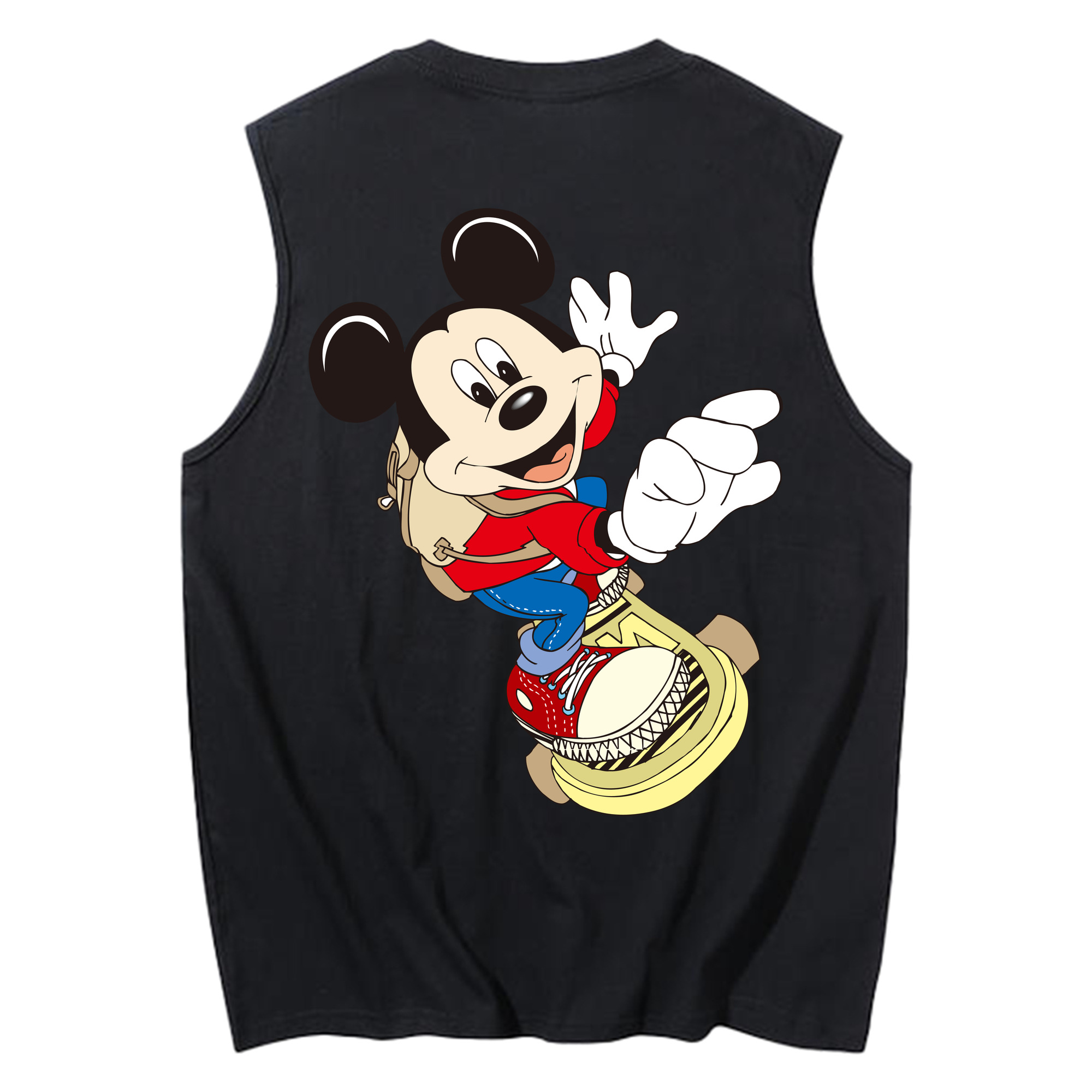 ミッキーマウス Mickey Mouse コットン100％タンクトップ（背面プリント）
