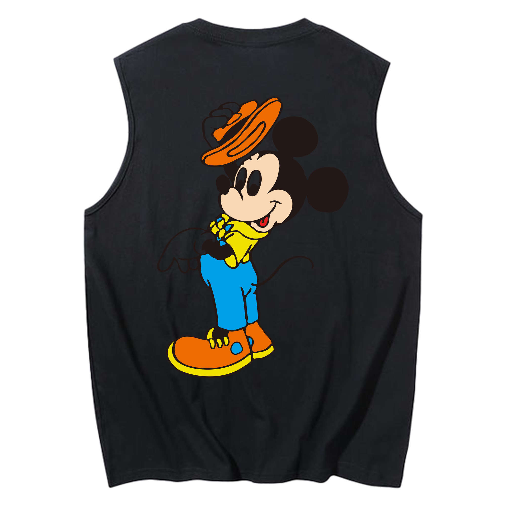 ミッキーマウス Mickey Mouse コットン100％タンクトップ（背面プリント）