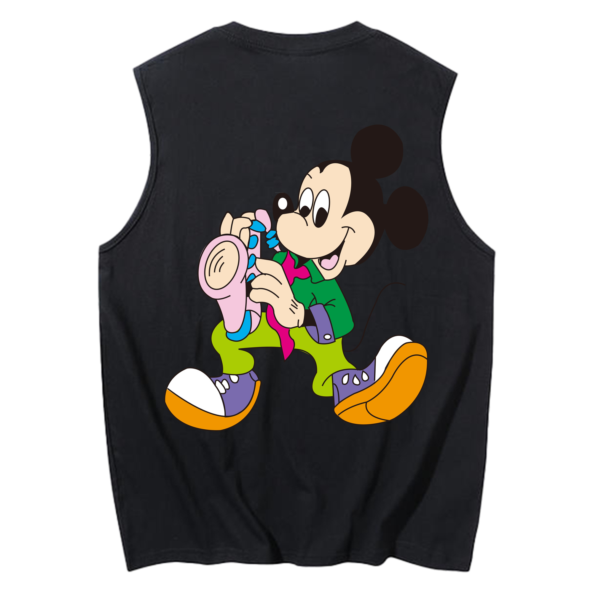 ミッキーマウス Mickey Mouse コットン100％タンクトップ（背面プリント）