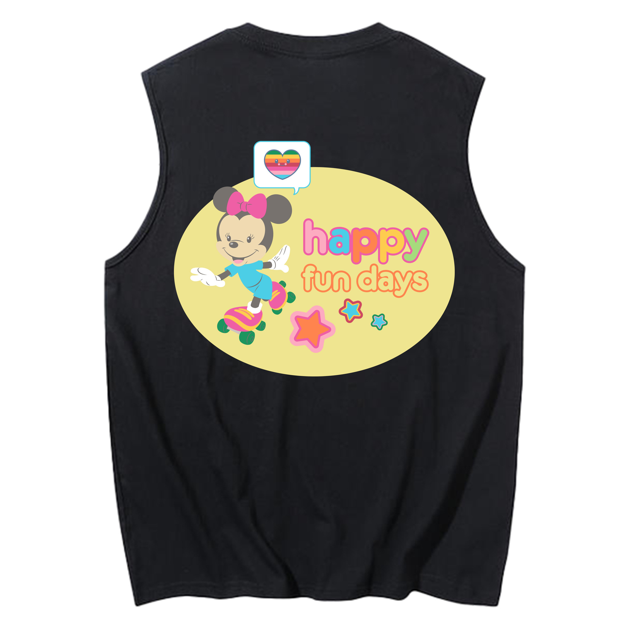ミッキーマウス Mickey Mouse コットン100％タンクトップ（背面プリント）
