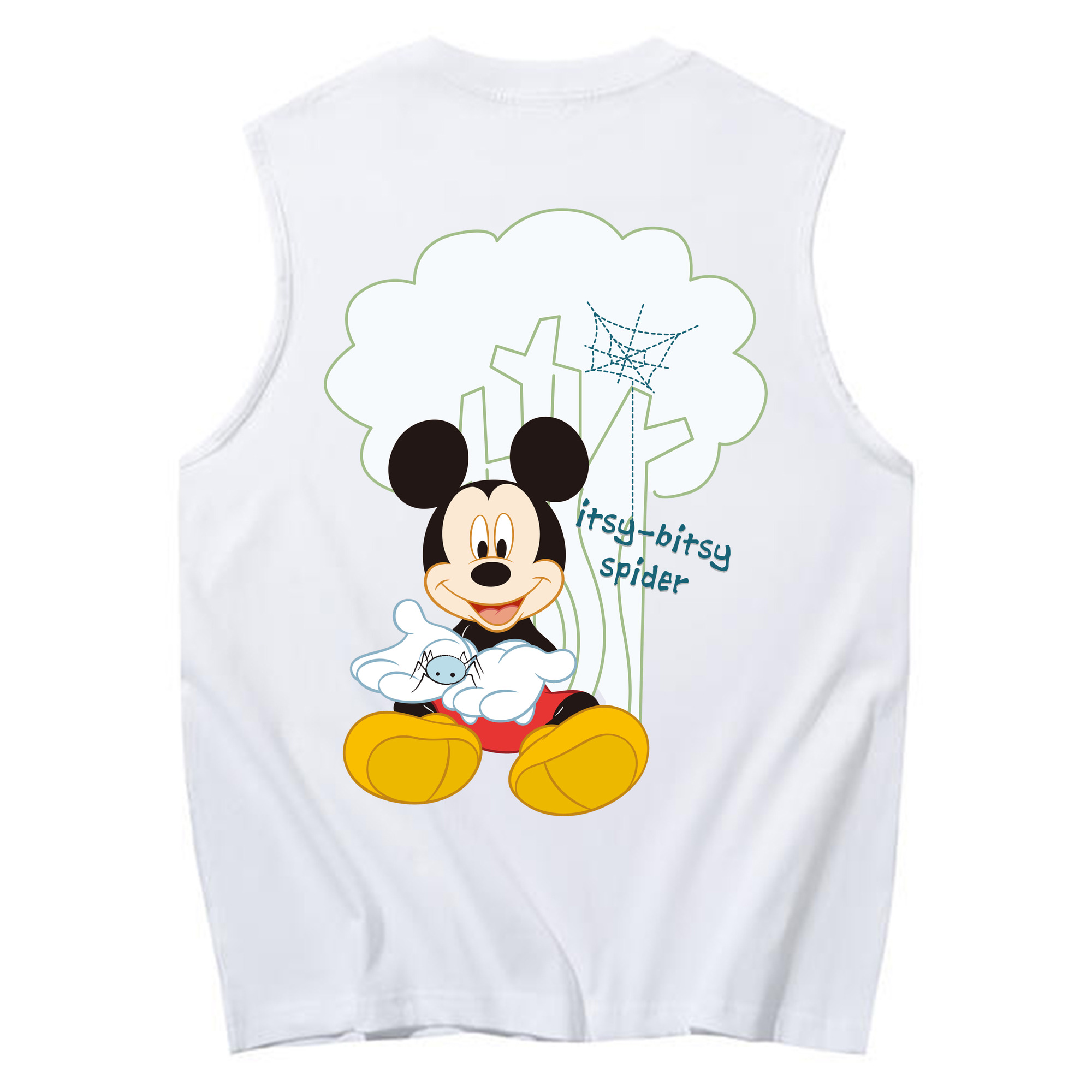 ミッキーマウス Mickey Mouse コットン100％タンクトップ（背面プリント）