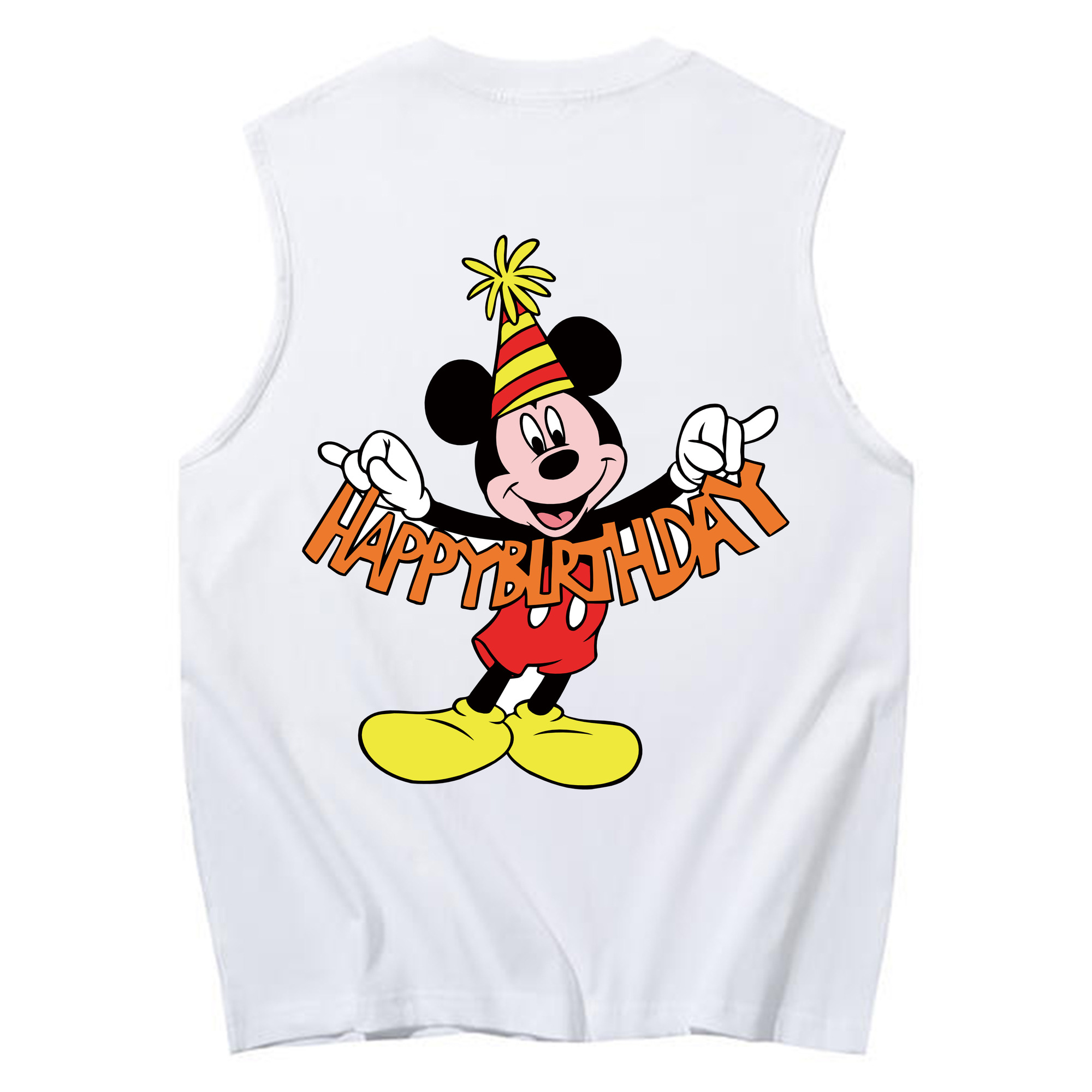 ミッキーマウス Mickey Mouse コットン100％タンクトップ（背面プリント）
