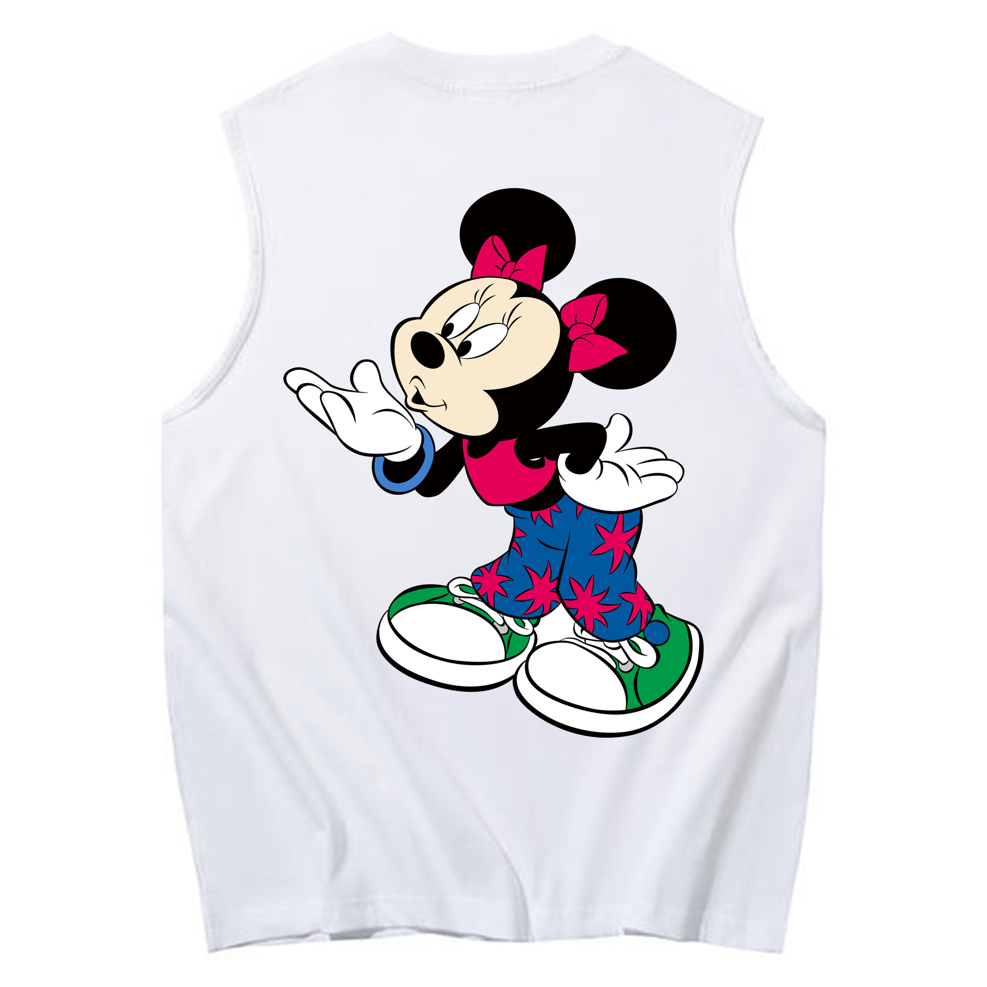 ミッキーマウス Mickey Mouse コットン100％タンクトップ（背面プリント）