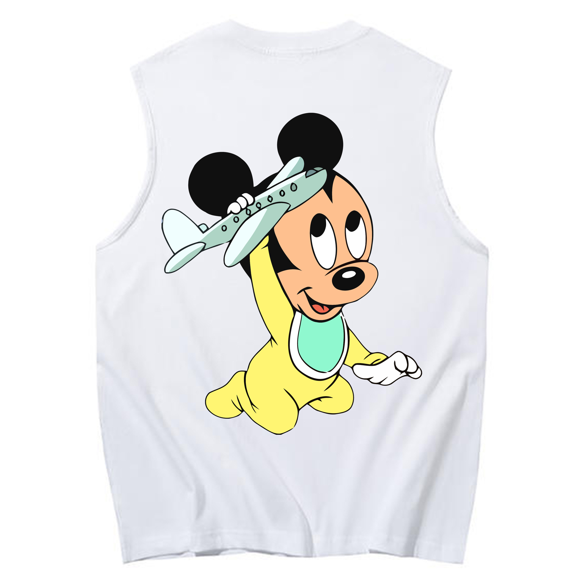 ミッキーマウス Mickey Mouse コットン100％タンクトップ（背面プリント）