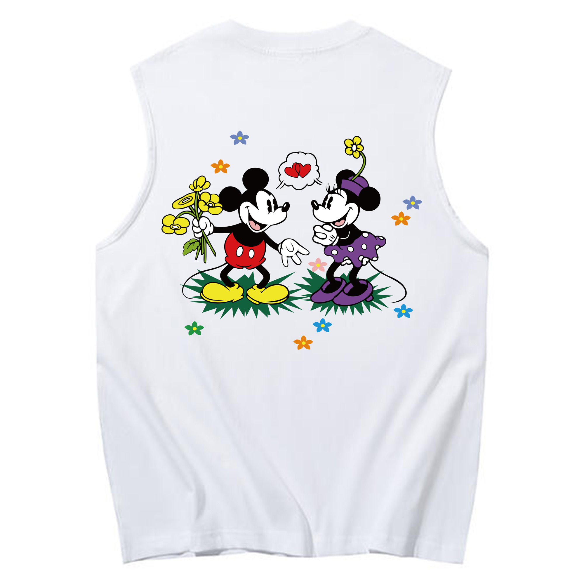 ミッキーマウス Mickey Mouse コットン100％タンクトップ（背面プリント）