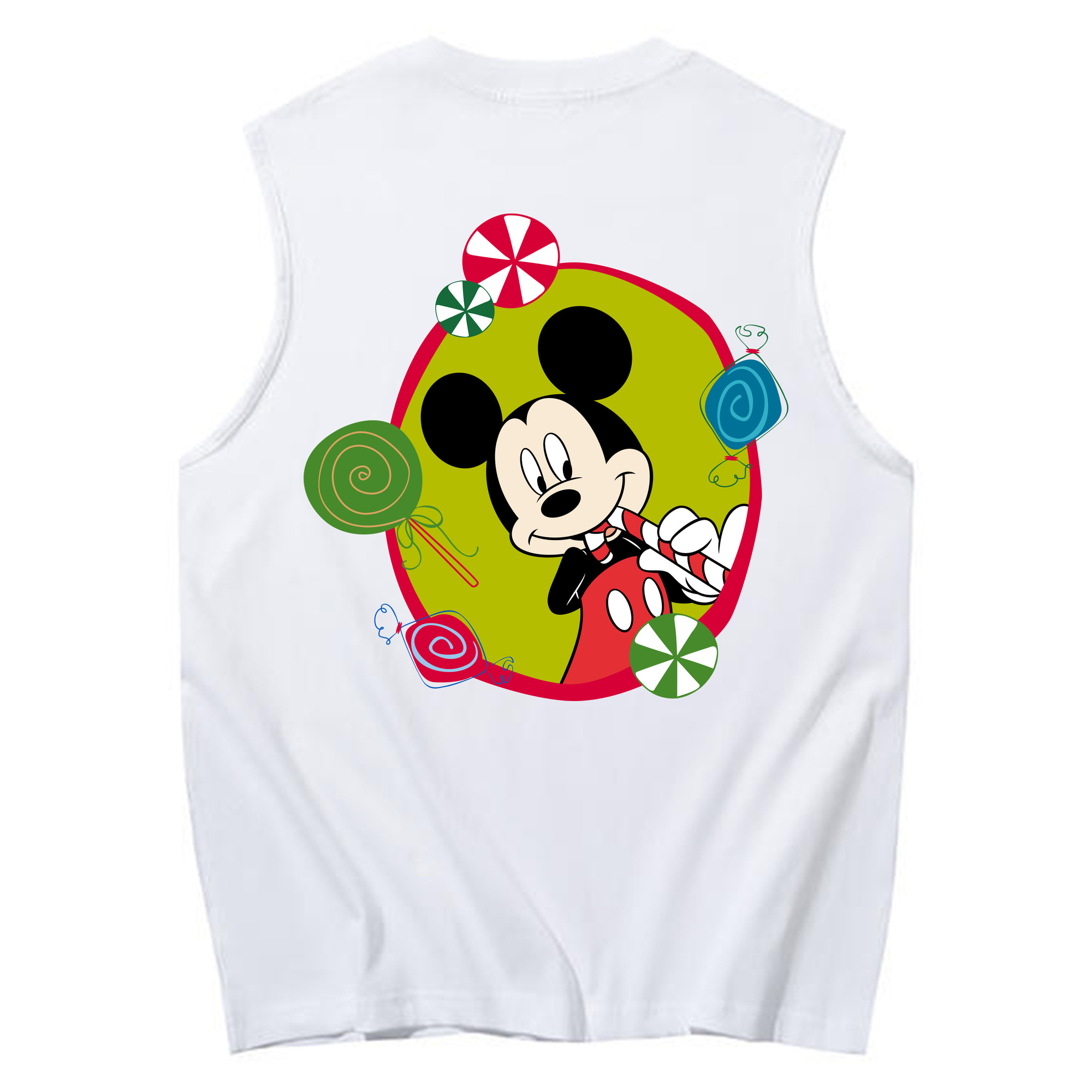 ミッキーマウス Mickey Mouse コットン100％タンクトップ（背面プリント）