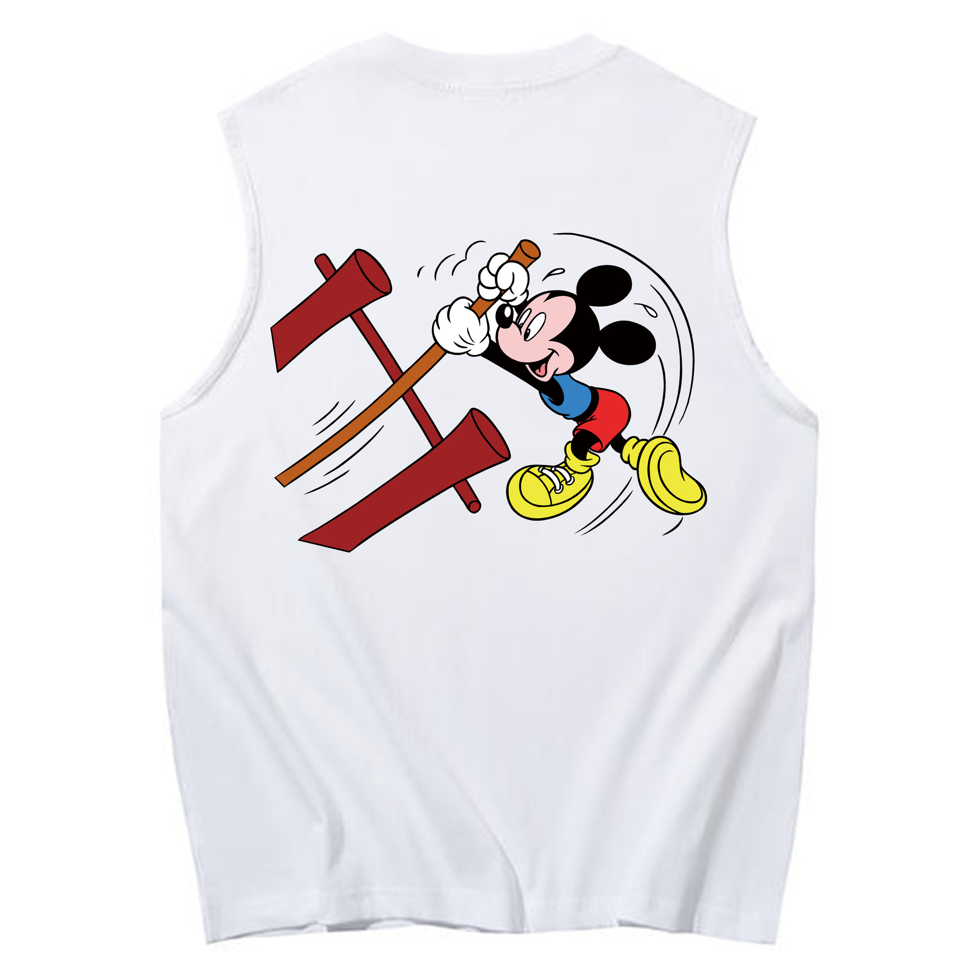 ミッキーマウス Mickey Mouse コットン100％タンクトップ（背面プリント）