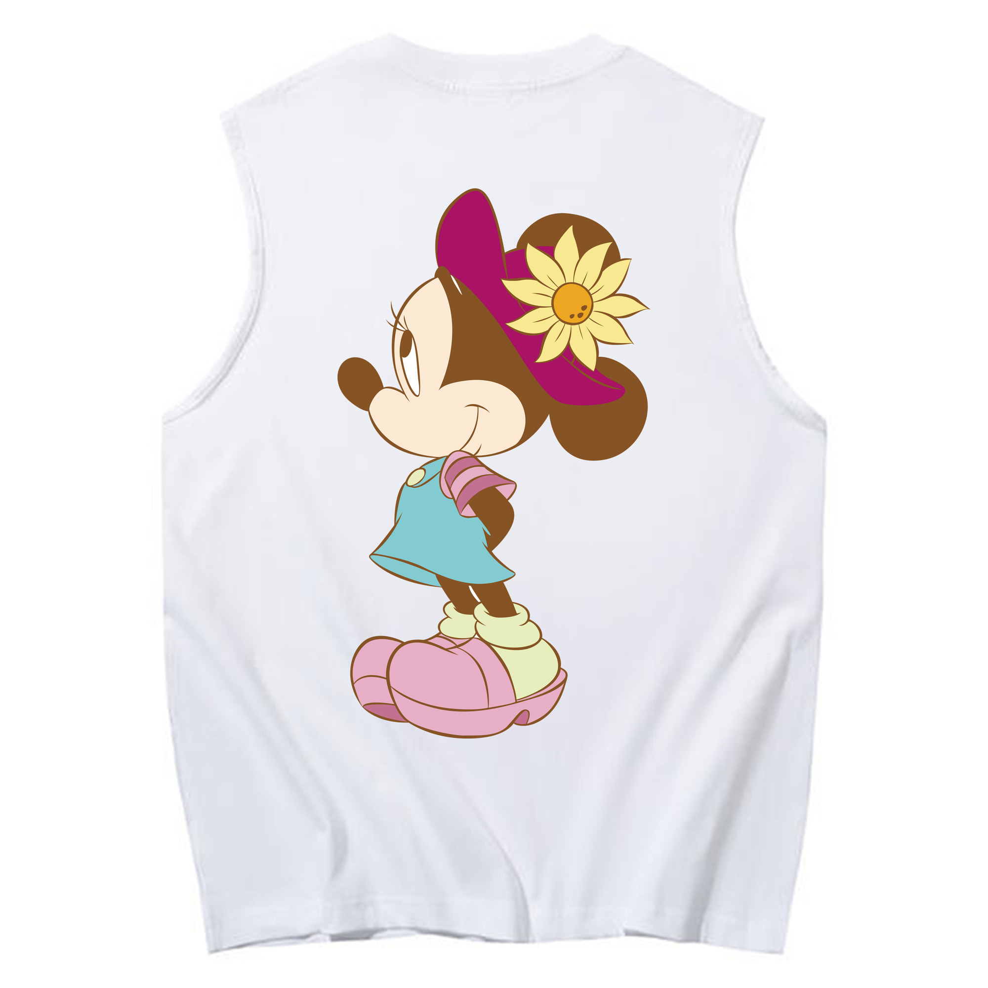 ミッキーマウス Mickey Mouse コットン100％タンクトップ（背面プリント）