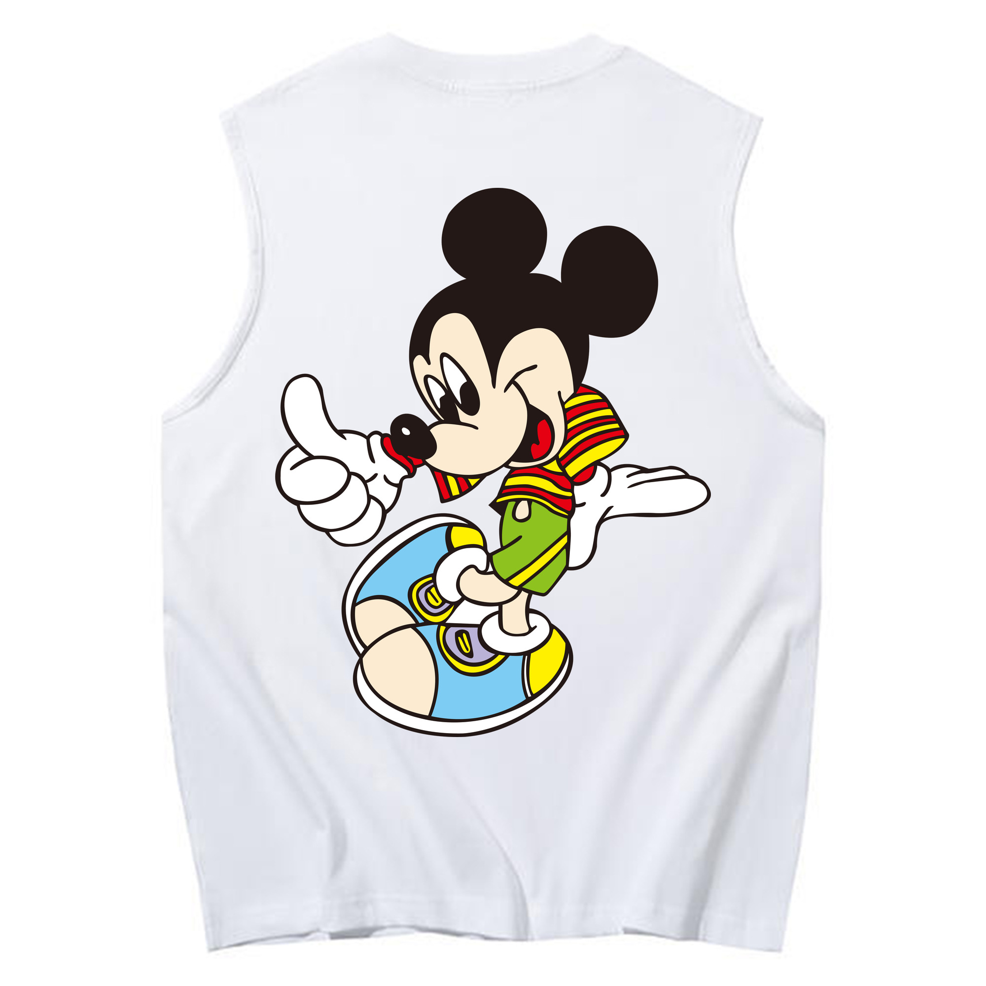 ミッキーマウス Mickey Mouse コットン100％タンクトップ（背面プリント）