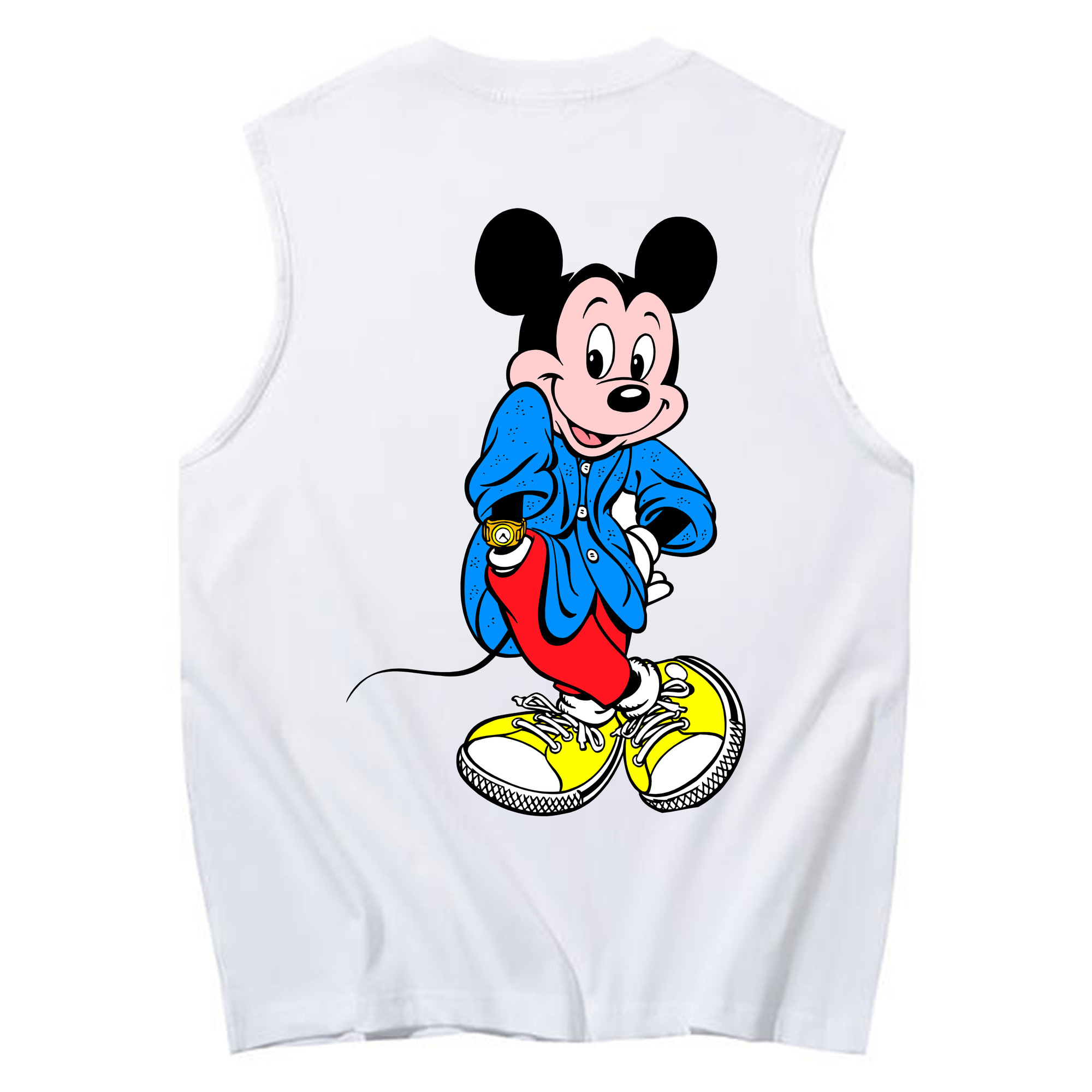ミッキーマウス Mickey Mouse コットン100％タンクトップ（背面プリント）
