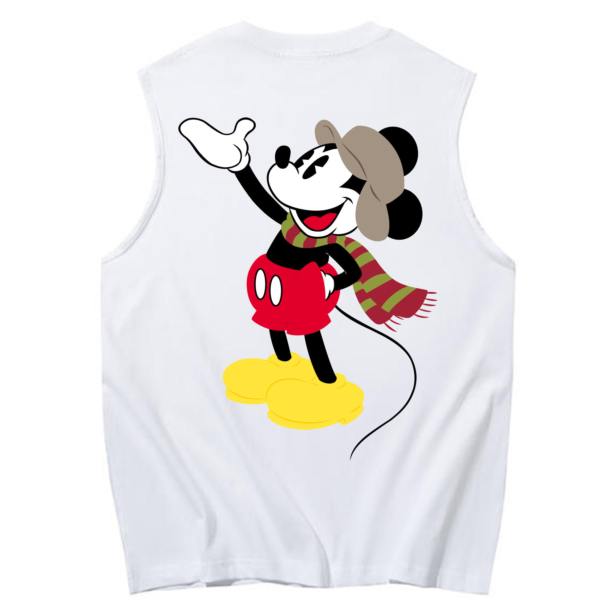 ミッキーマウス Mickey Mouse コットン100％タンクトップ（背面プリント）